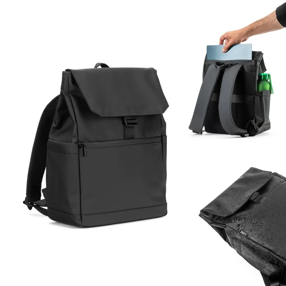 AZORES BAG. Mochila para portátil de PU (16"), con solapa que cubre todos los compartimentos