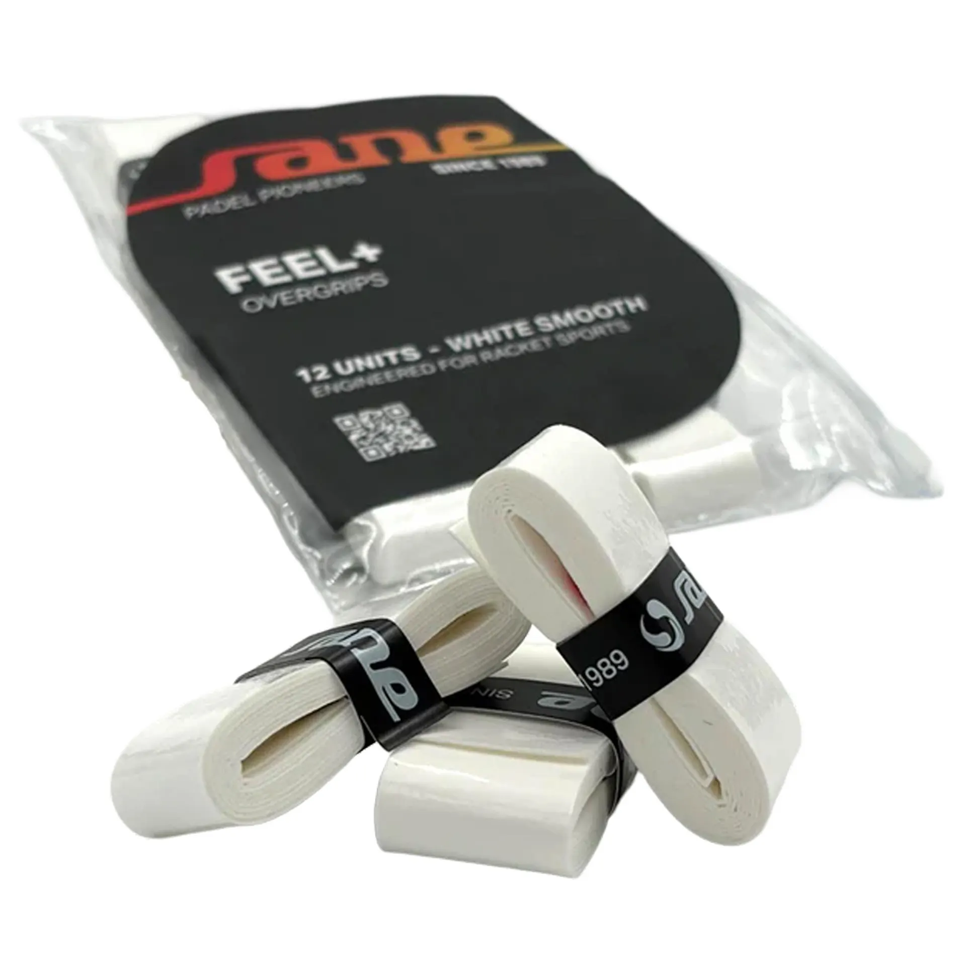 BLISTER DE 12 OVERGRIPS SANE LISOS BLANCOS