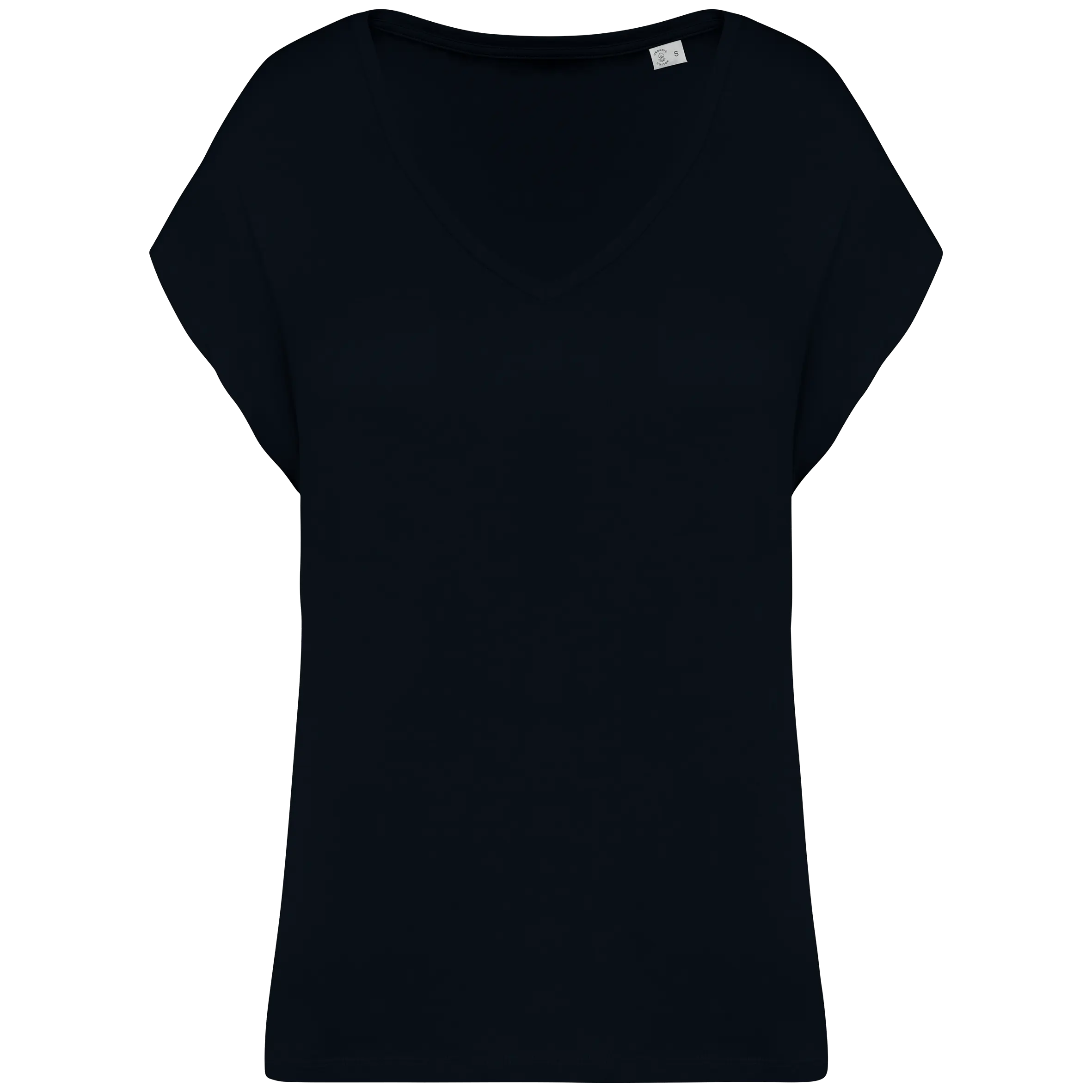 Camiseta ecorresponsable holgada con cuello de pico mujer