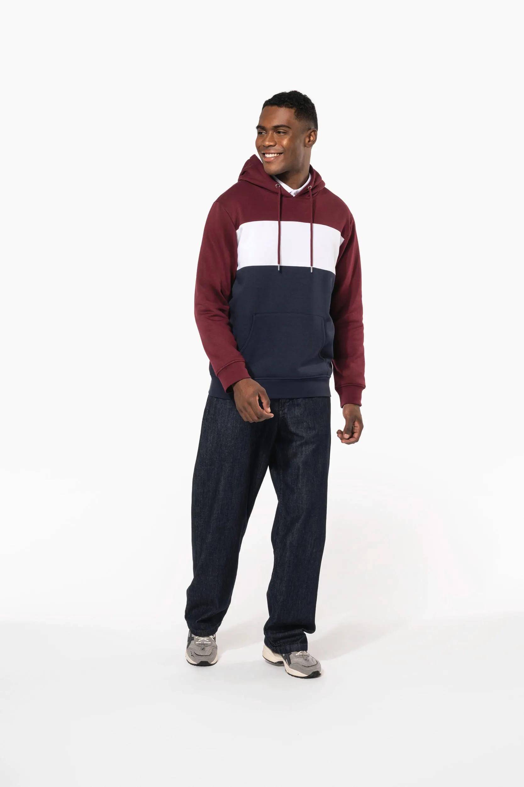 Sudadera tricolor con capucha unisex