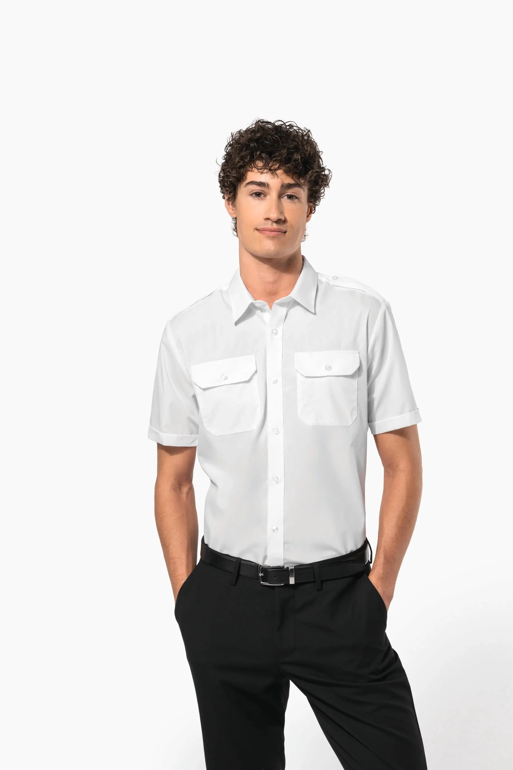 Camisa piloto manga corta hombre