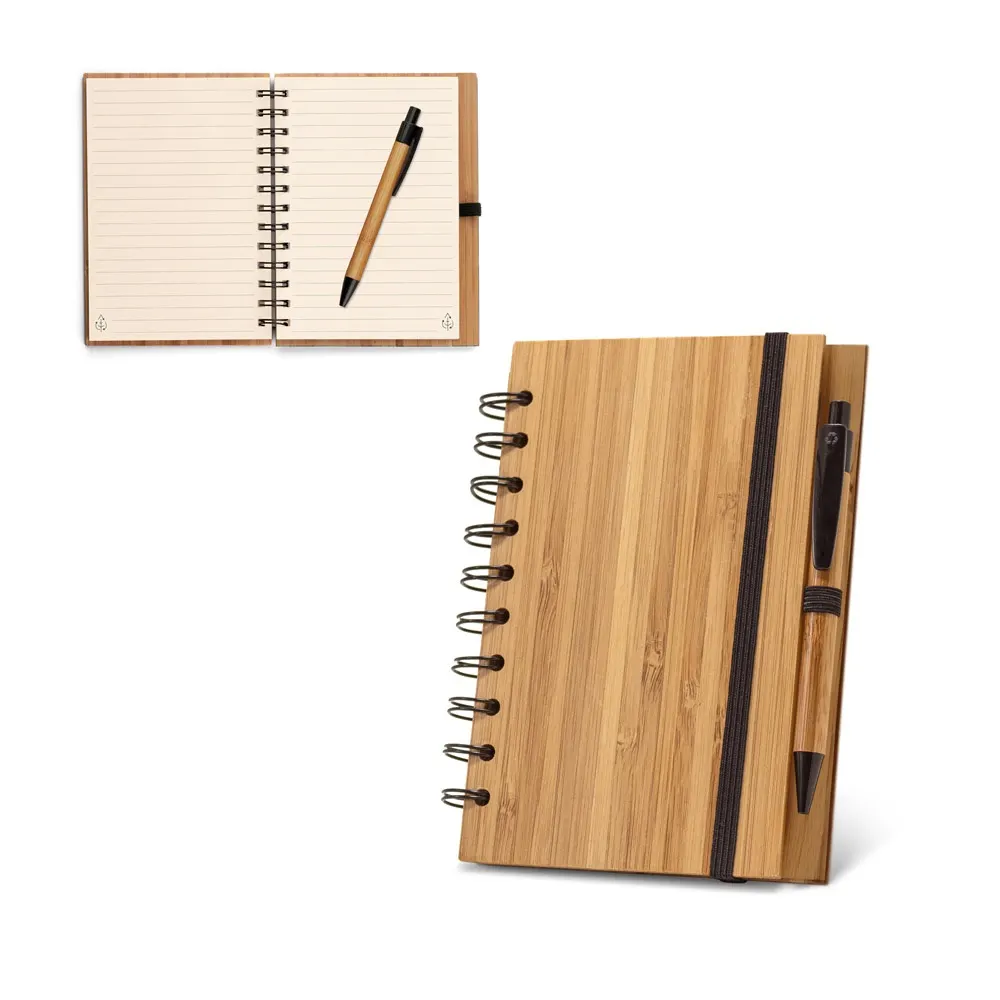 DICKENS A5. Cuaderno espiral A5 de bambú con papel 100% reciclado