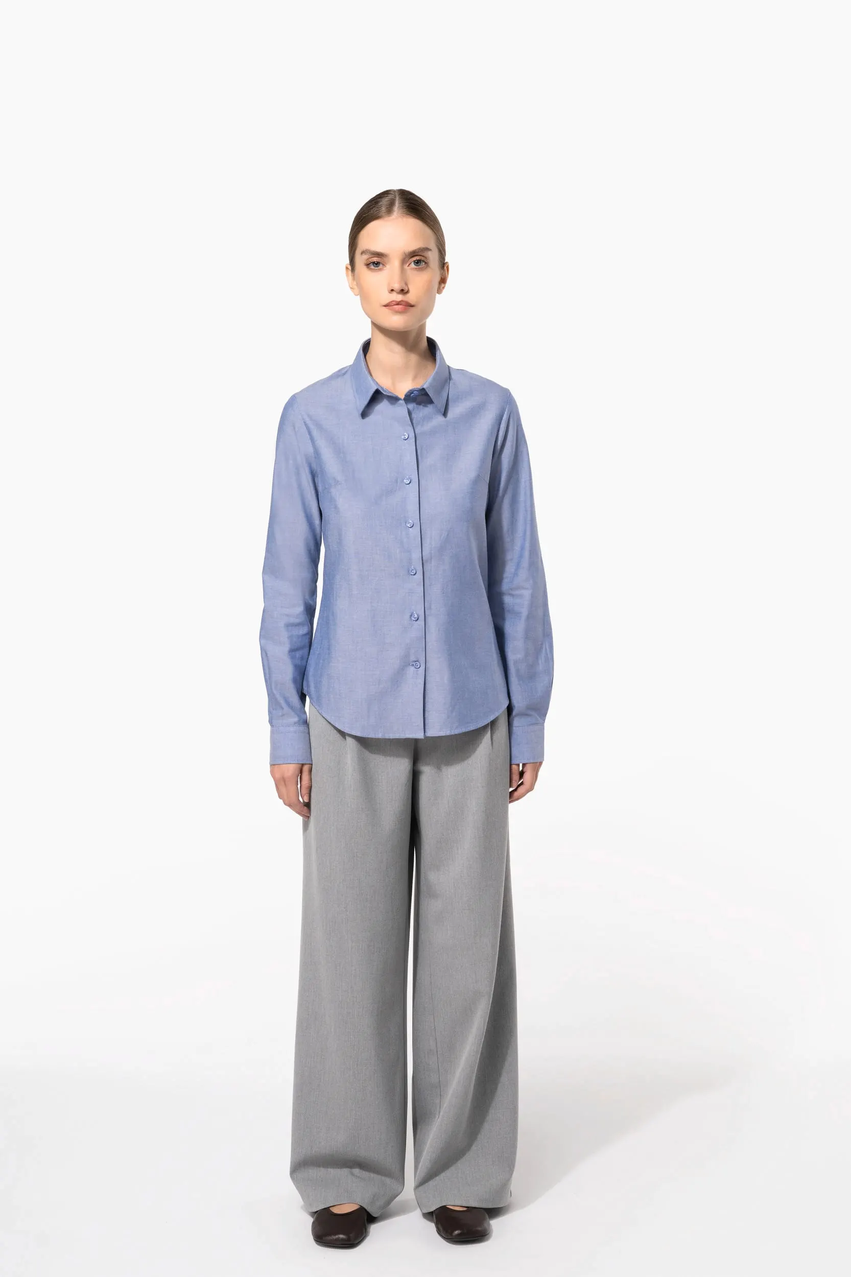Camisa oxford manga larga mujer
