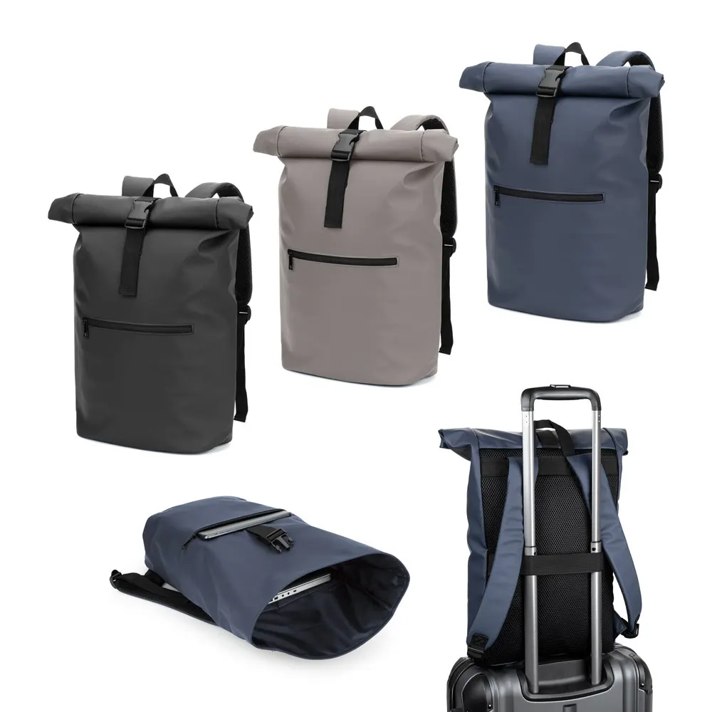 PORTLAND. Mochila enrollable de PU con bolsillo para portátil de 16"