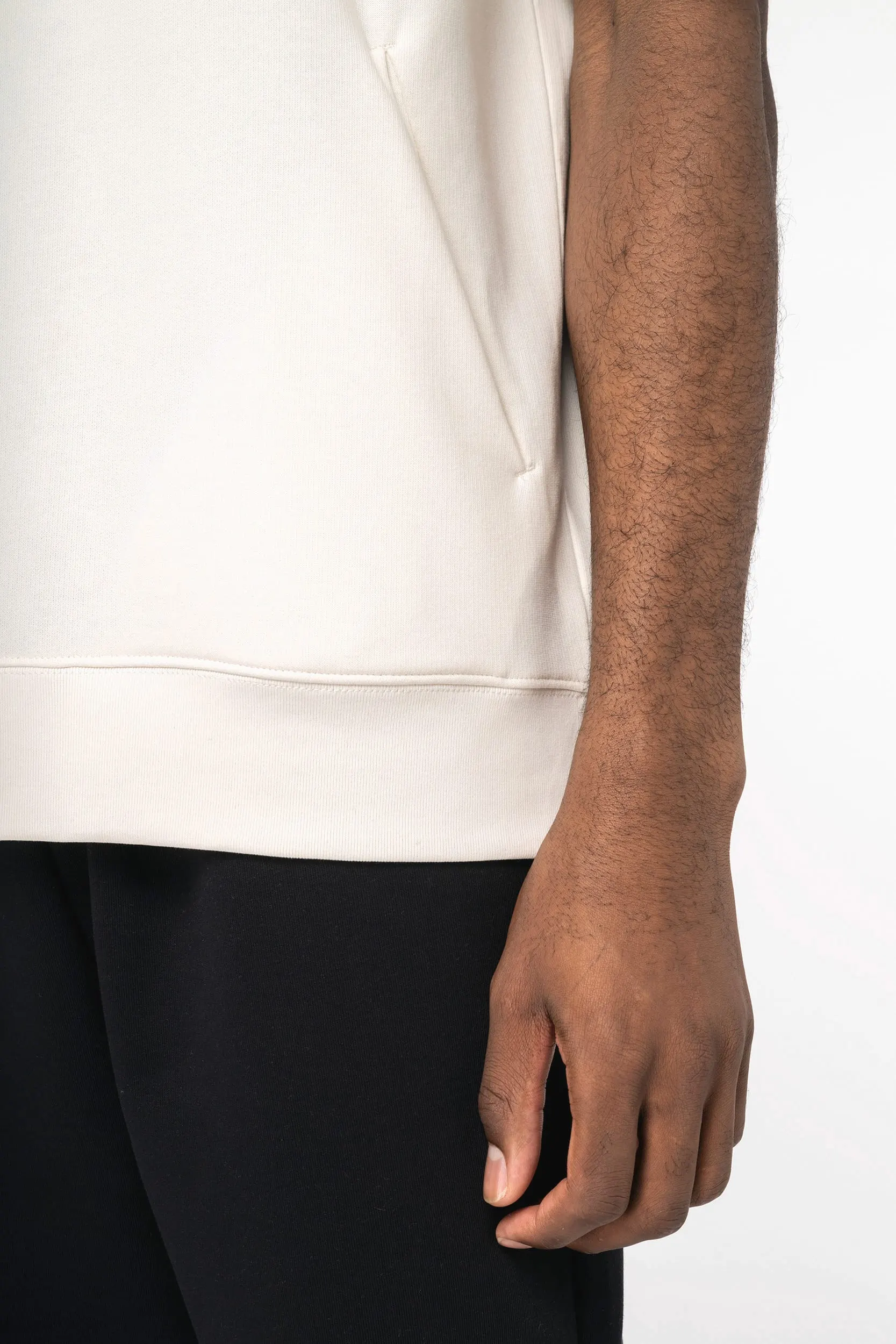 Sudadera ecorresponsable con capucha y hombros caídos de manga corta French Terry unisex