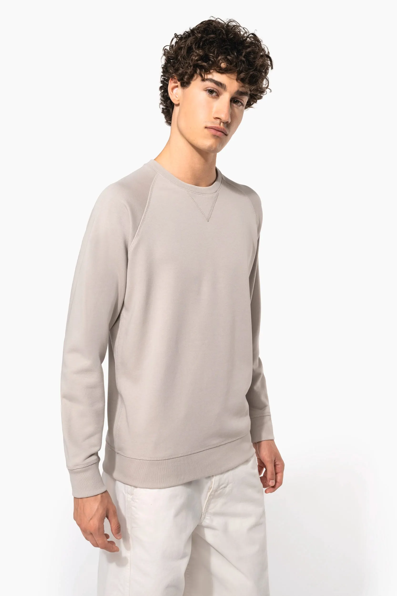 Sudadera algodón orgánico con cuello redondo y mangas raglán de hombre
