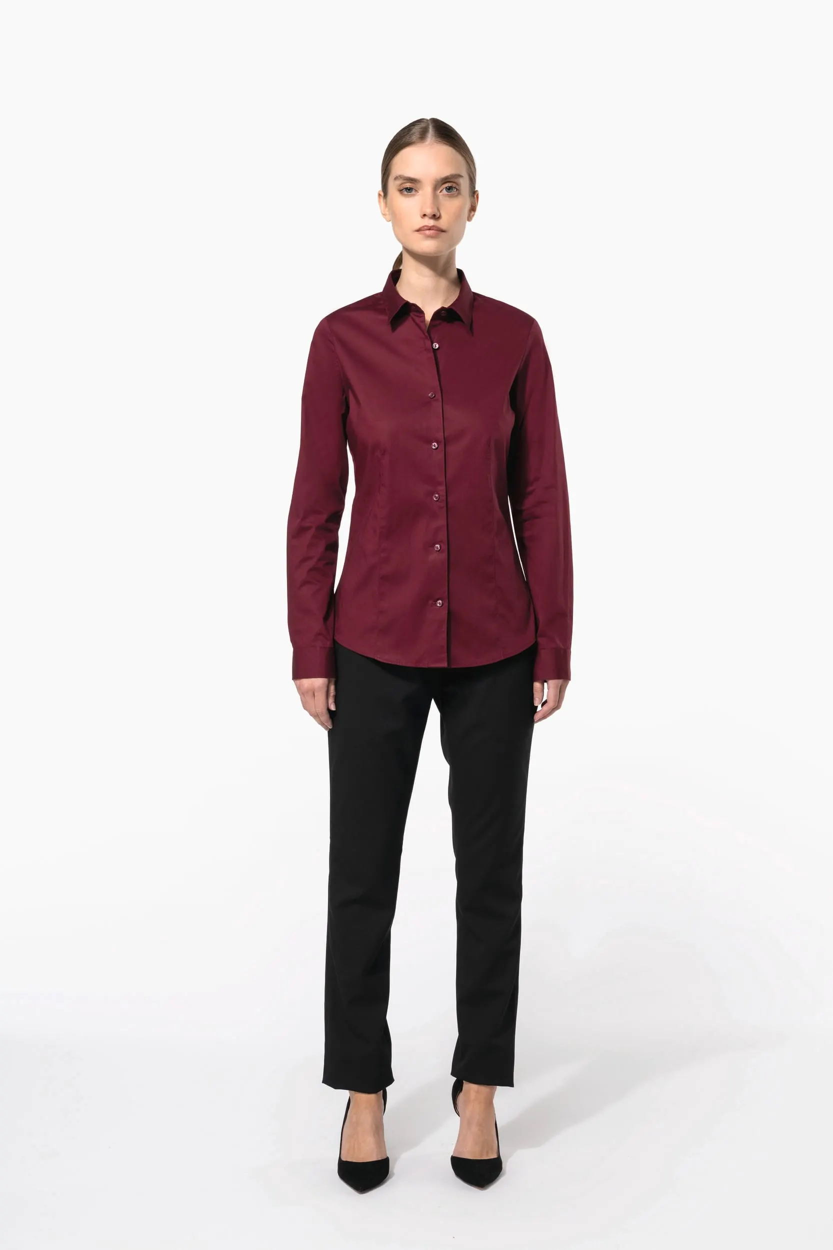 Camisa stretch manga larga mujer