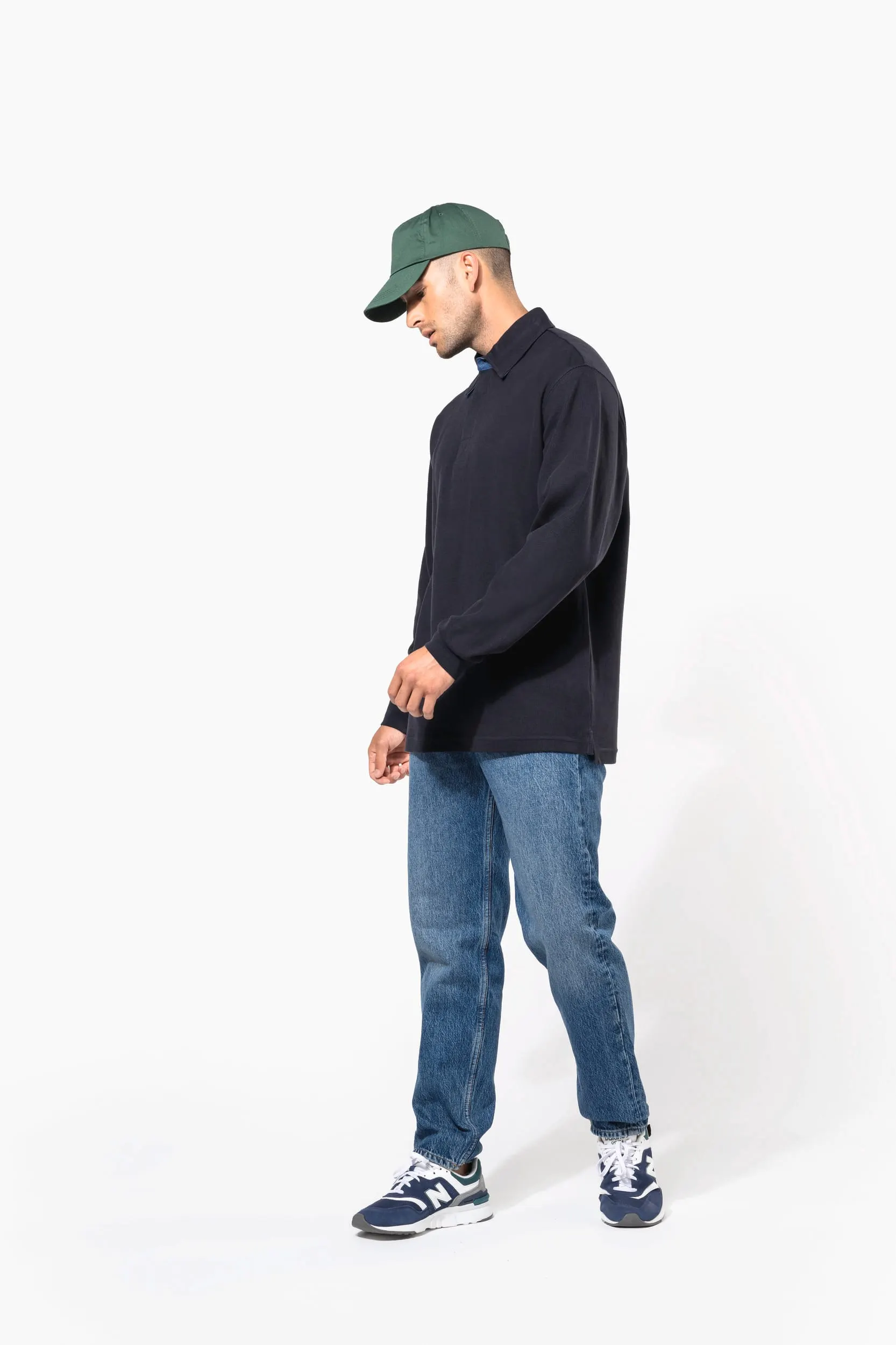 French rib - polo de canalé manga larga hombre