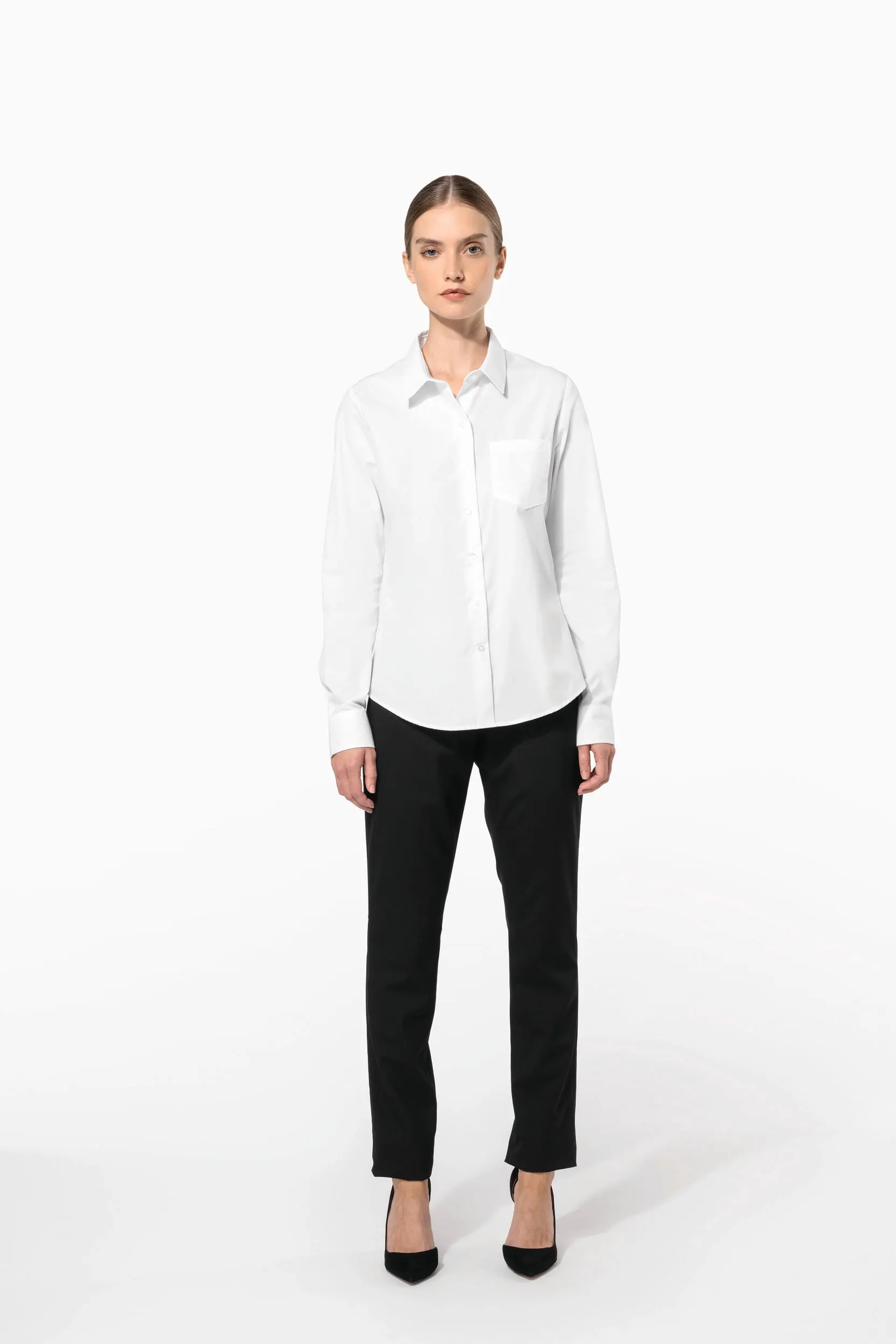 Camisa popelina manga larga mujer