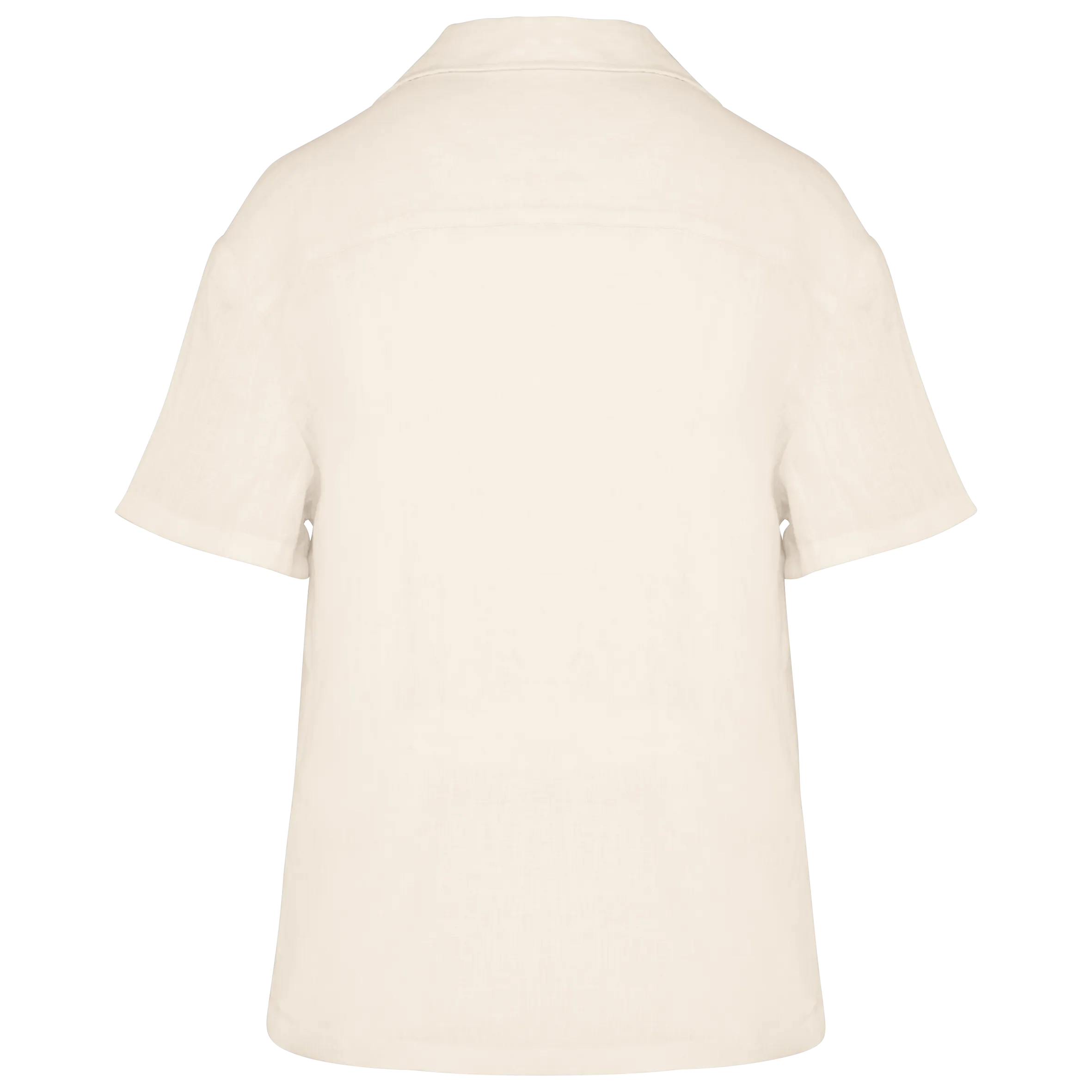 Camisa manga corta de lino y cuello bowling mujer