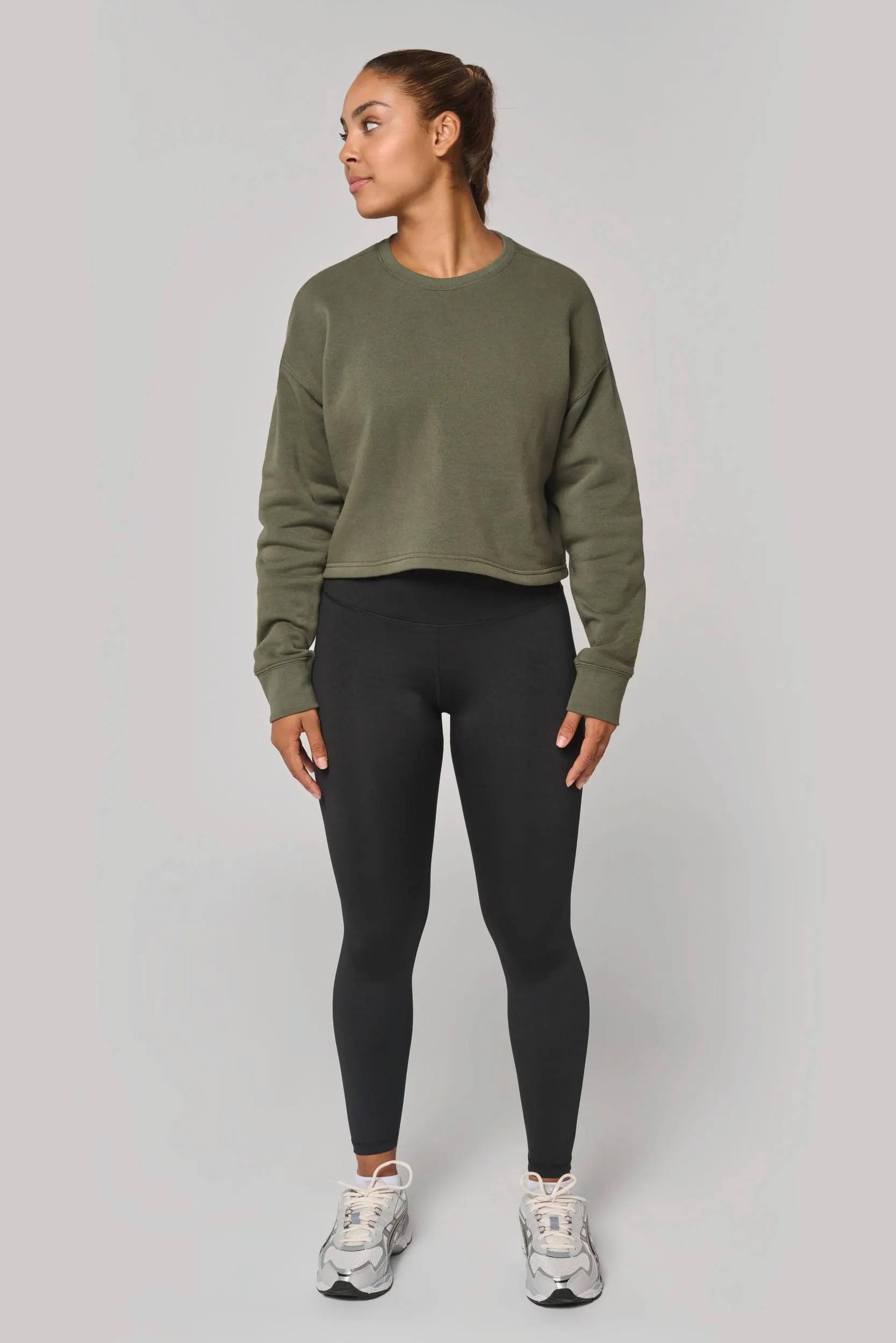 Sudadera crop cuello redondo mujer