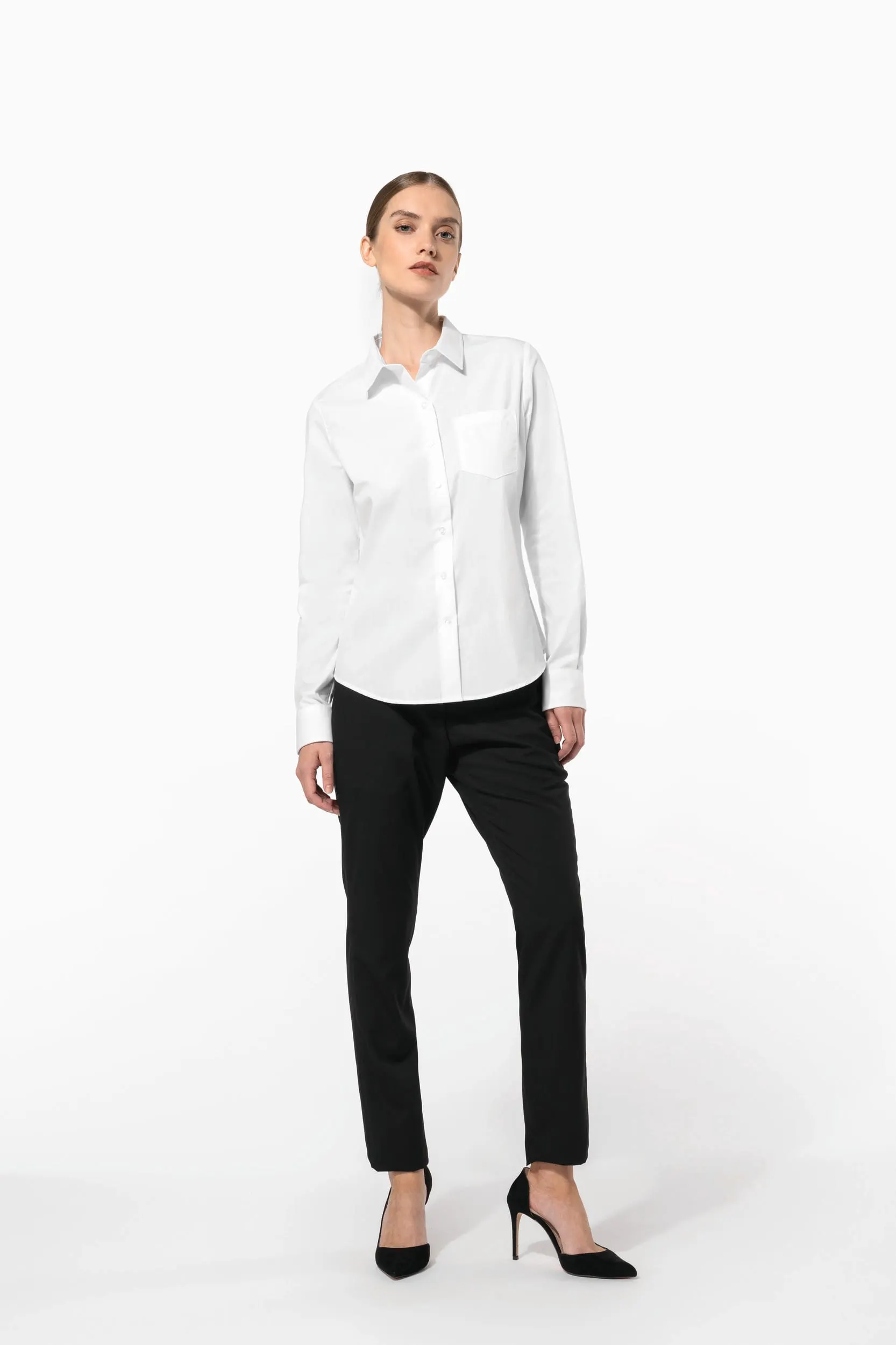 Camisa popelina manga larga mujer