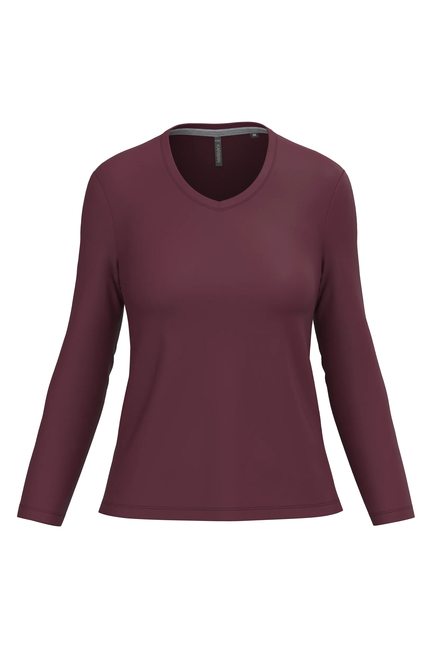 Camiseta manga larga y cuello de pico mujer