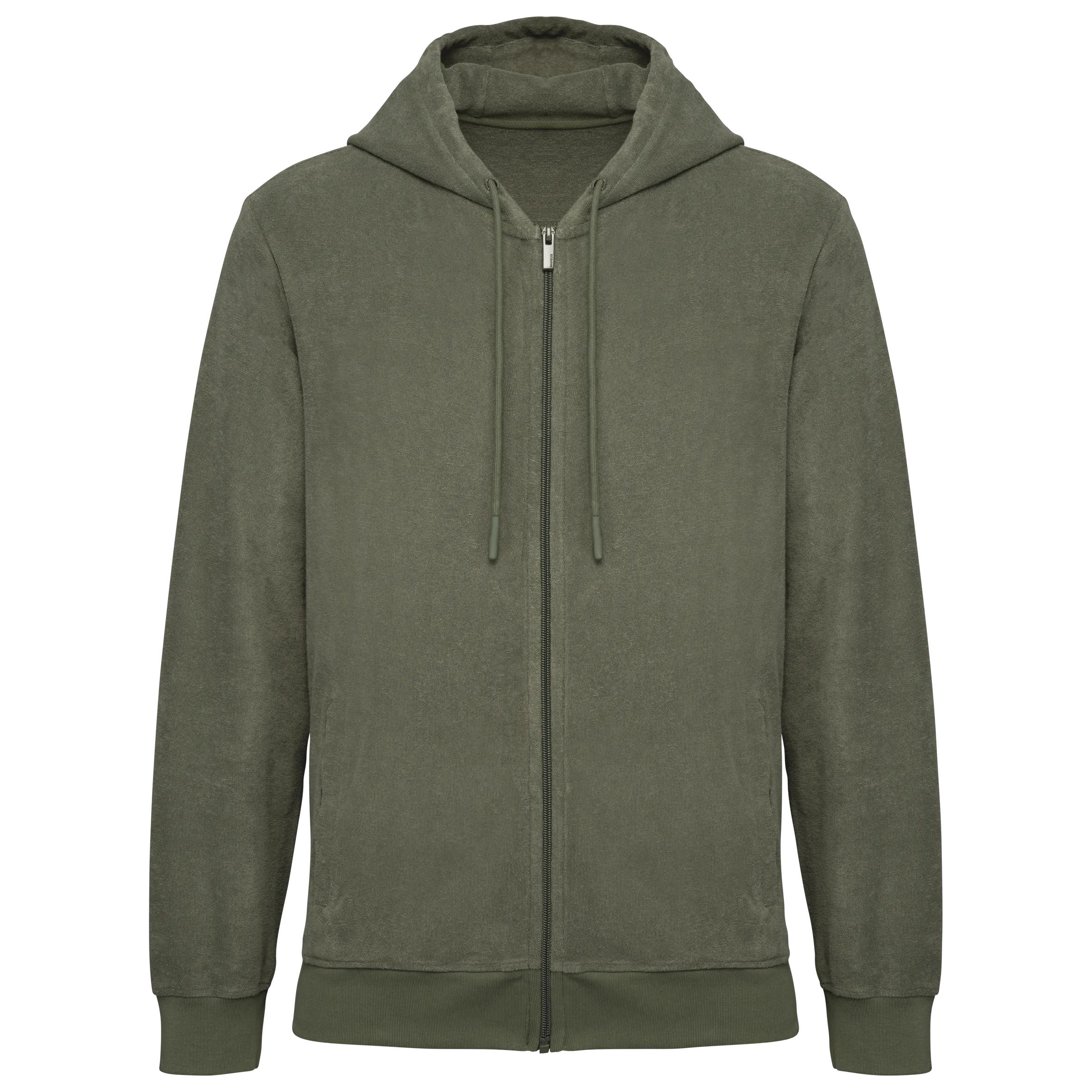 Sudadera ecorresponsable de rizo con capucha y cremallera hombre