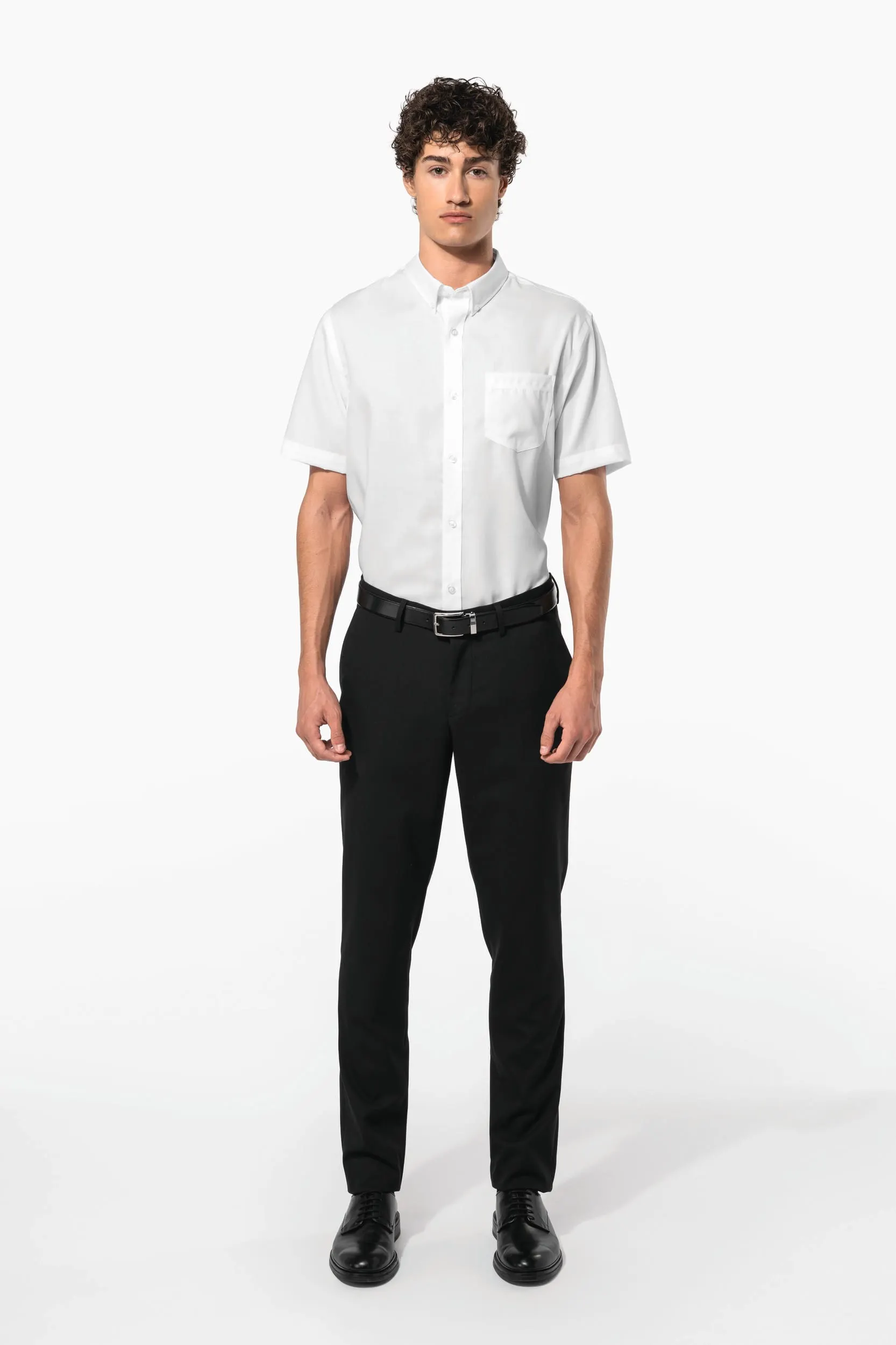 Camisa micro sarga no-plancha manga corta hombre