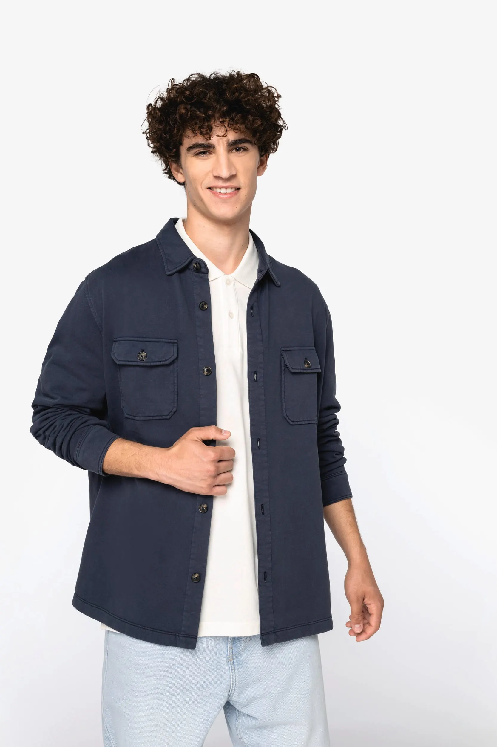 Sobrecamisa ecorresponsable efecto lavado de felpa perchada hombre