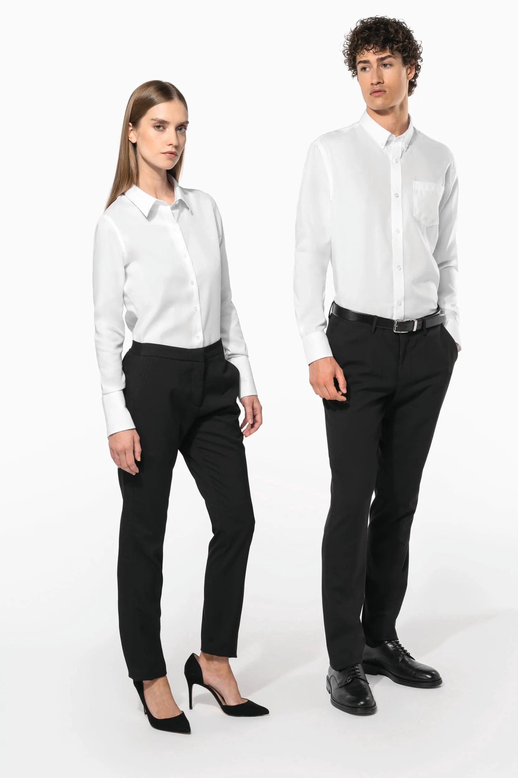 Camisa no-plancha manga larga mujer