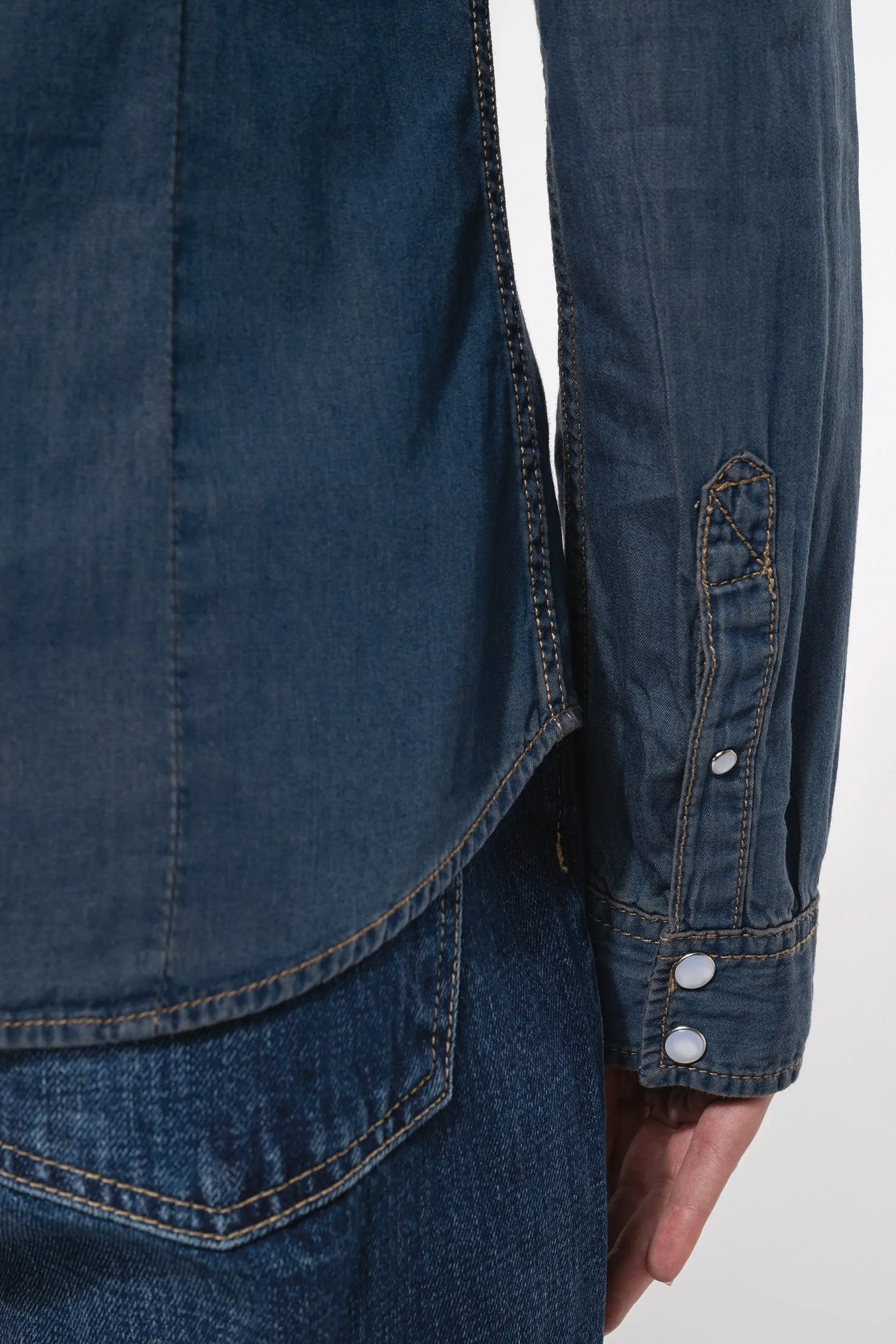 Camisa denim manga larga mujer