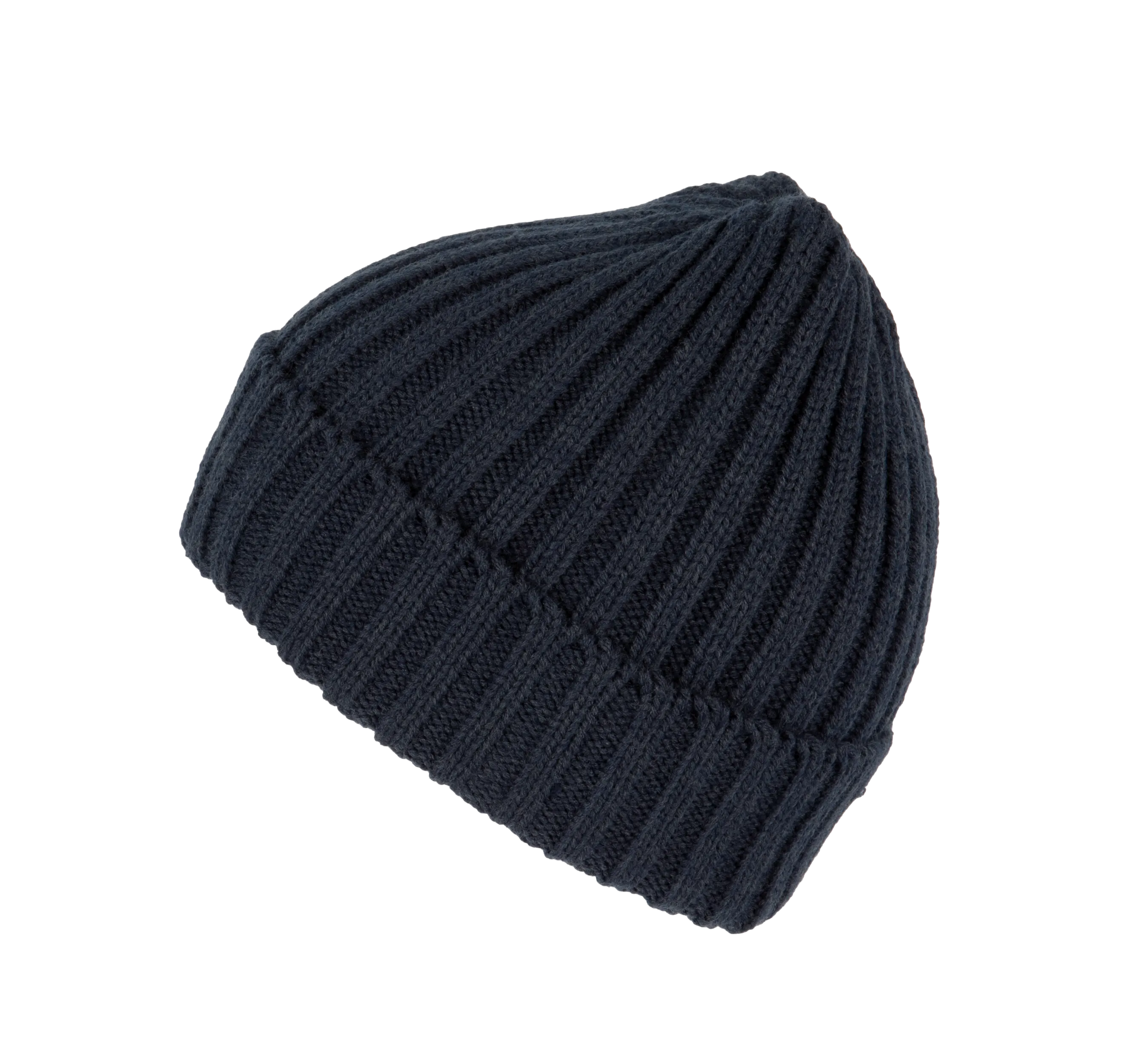 Gorro de punto canalé 2 x 1 con dobladillo