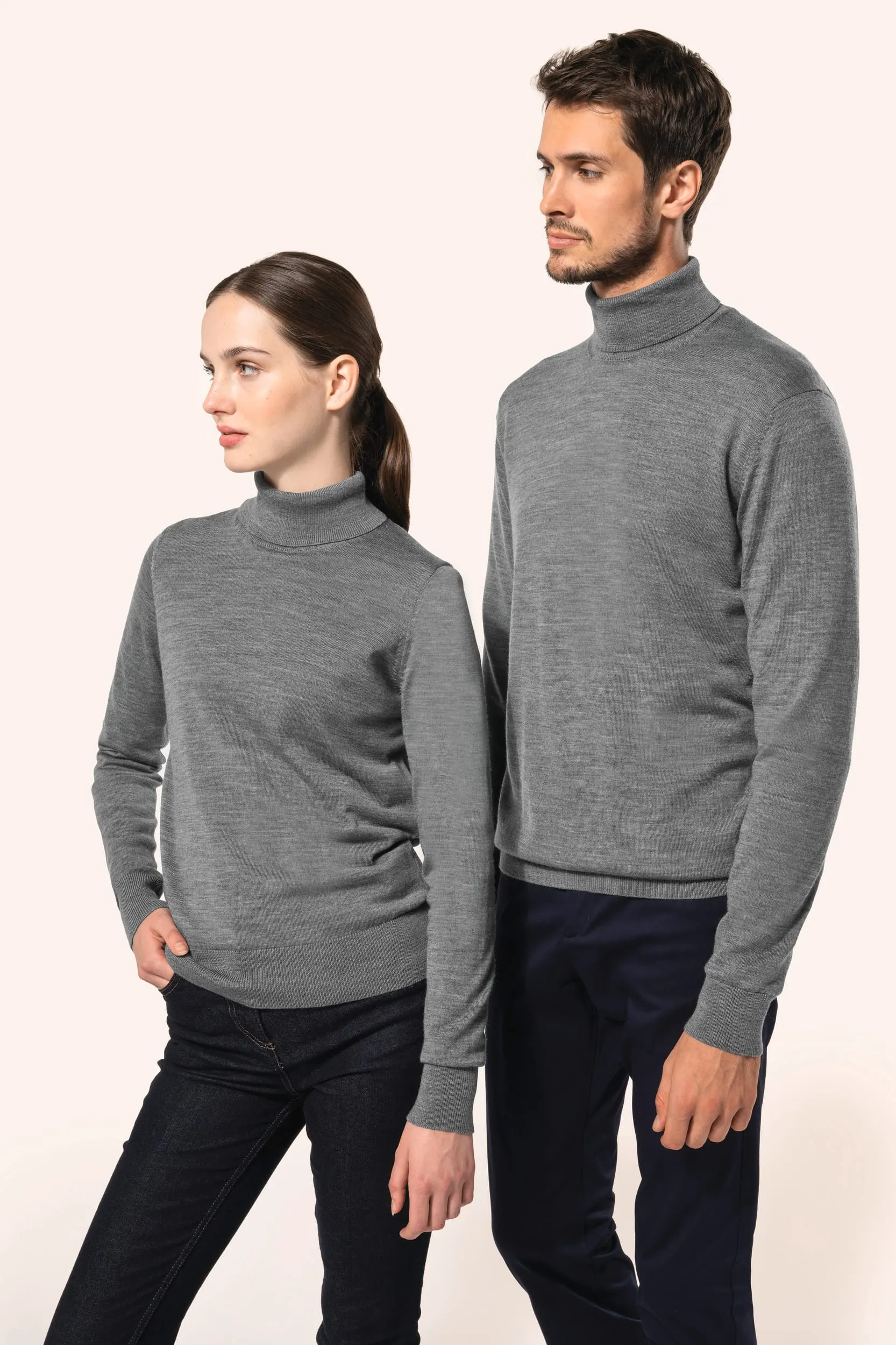 Jersey lana merina cuello vuelto hombre