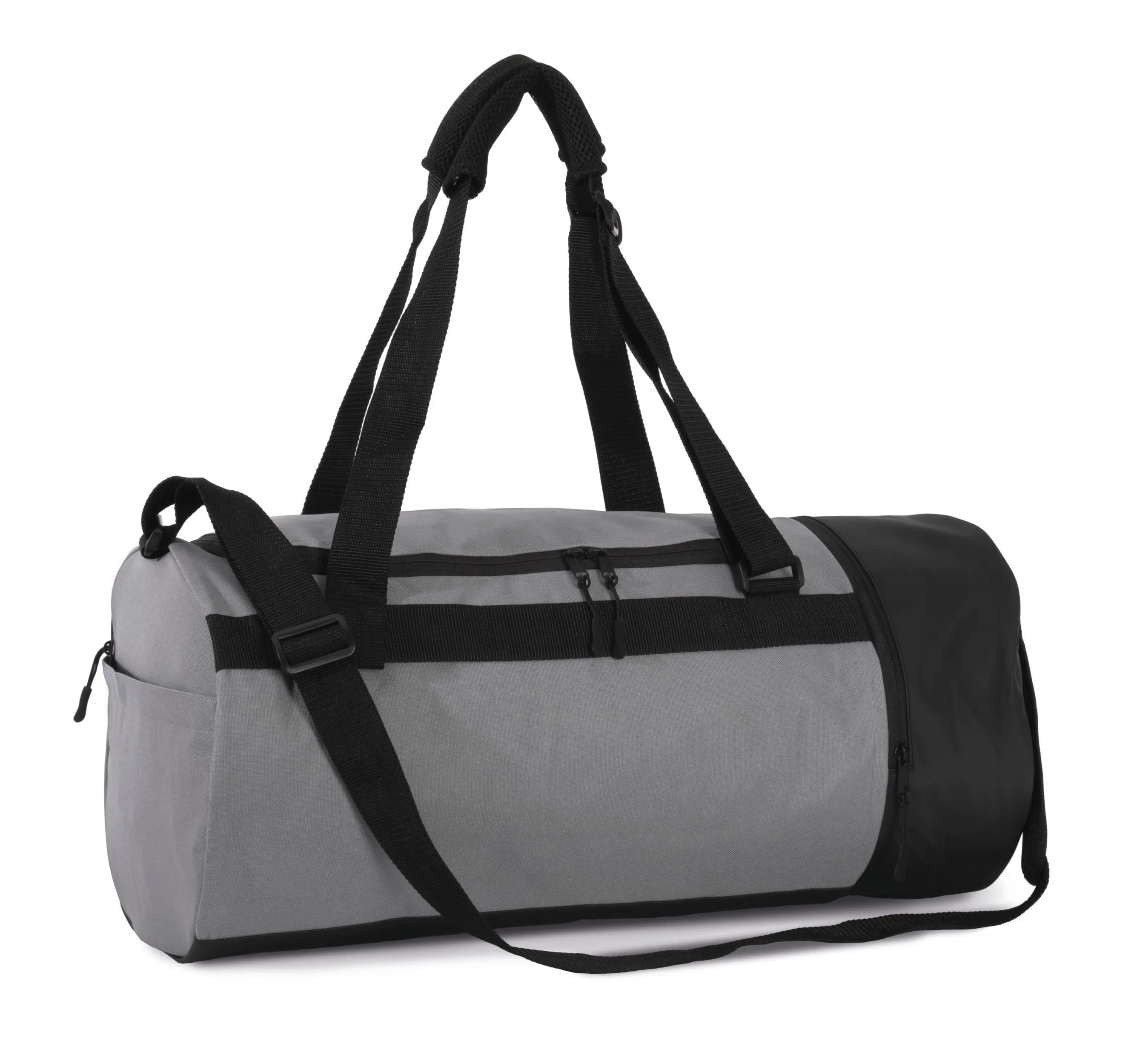 Bolsa de deporte cilíndrica con compartimento separado para calzado