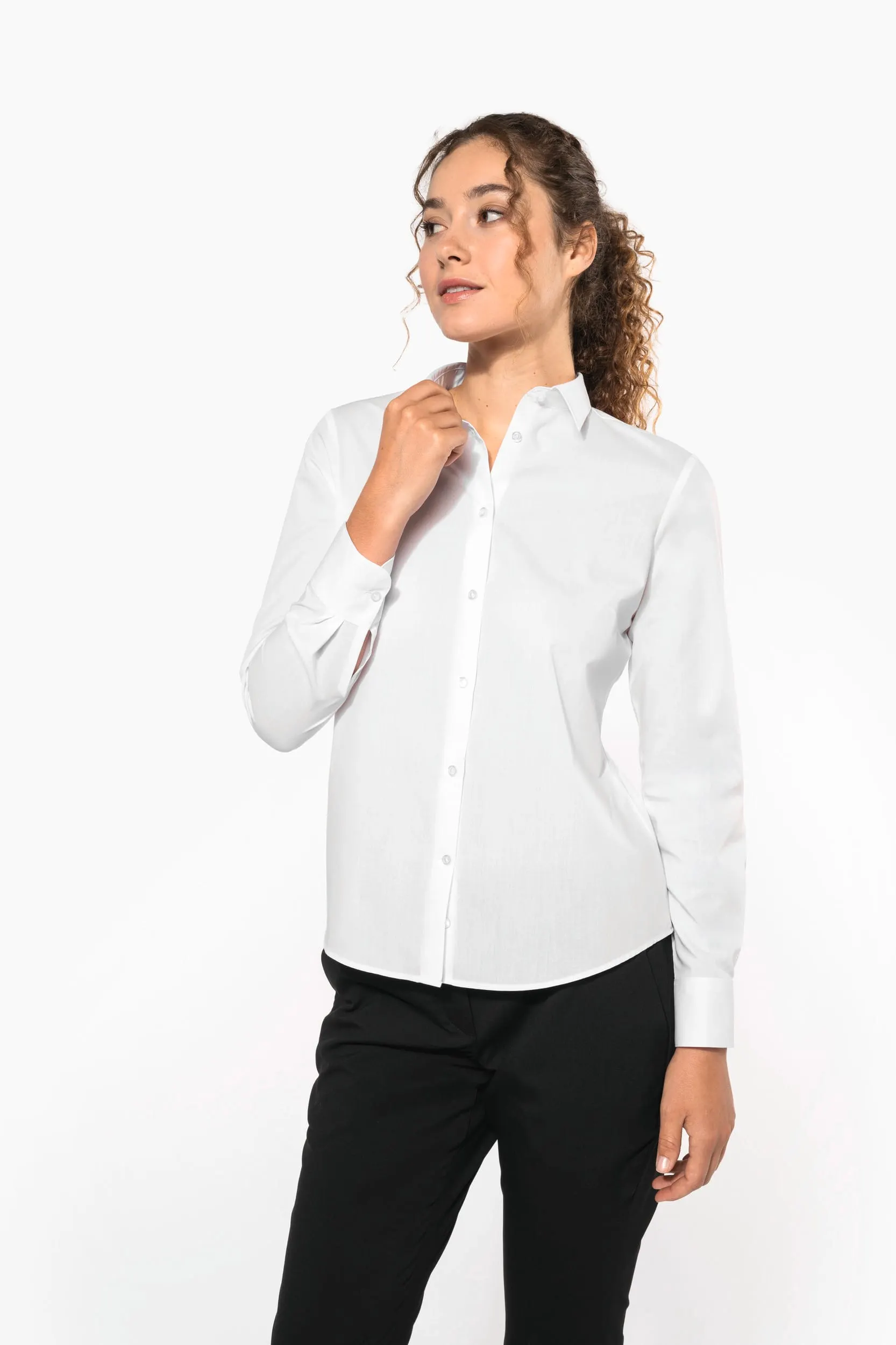 Camisa popelina de polialgodón de fácil cuidado para mujer