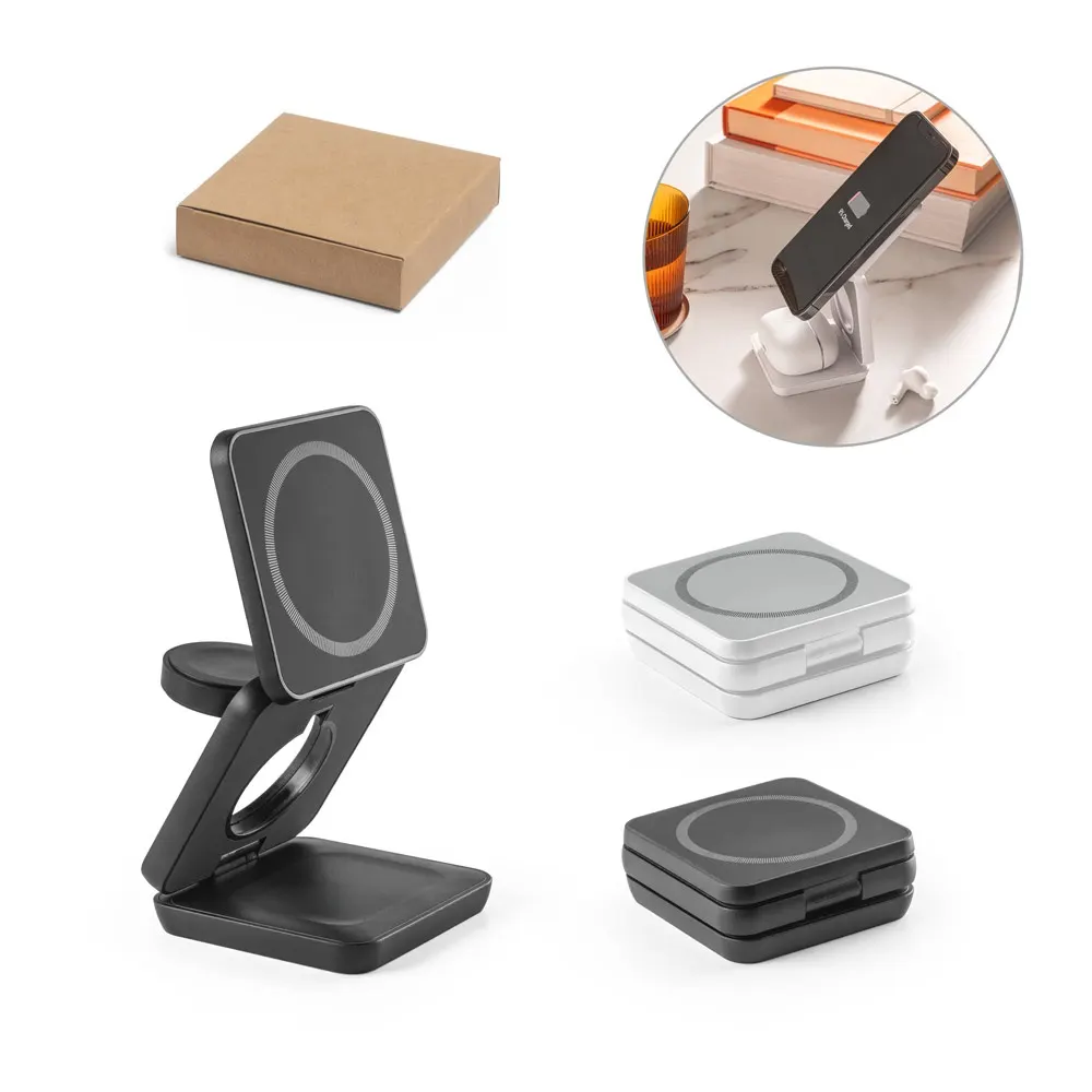 BROGLIE. Cargador inalámbrico magnético 4 en 1 de 15 W ultrarrápido en ABS reciclado (100% rABS)