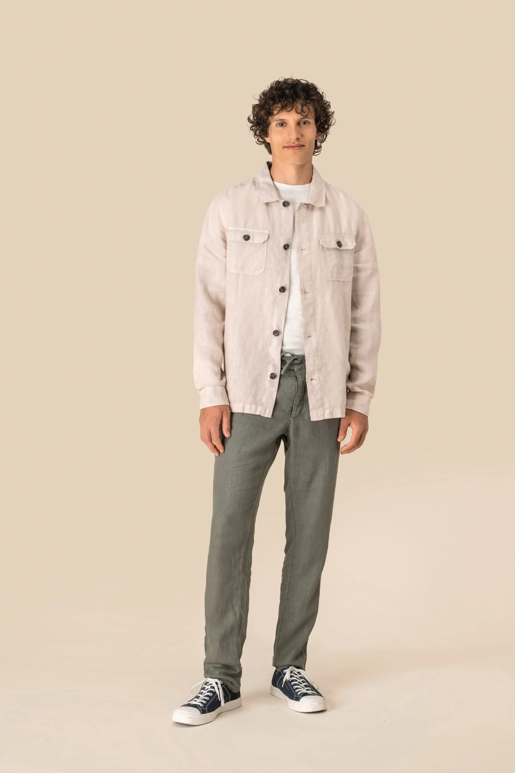 Sobrecamisa efecto lavado de lino hombre