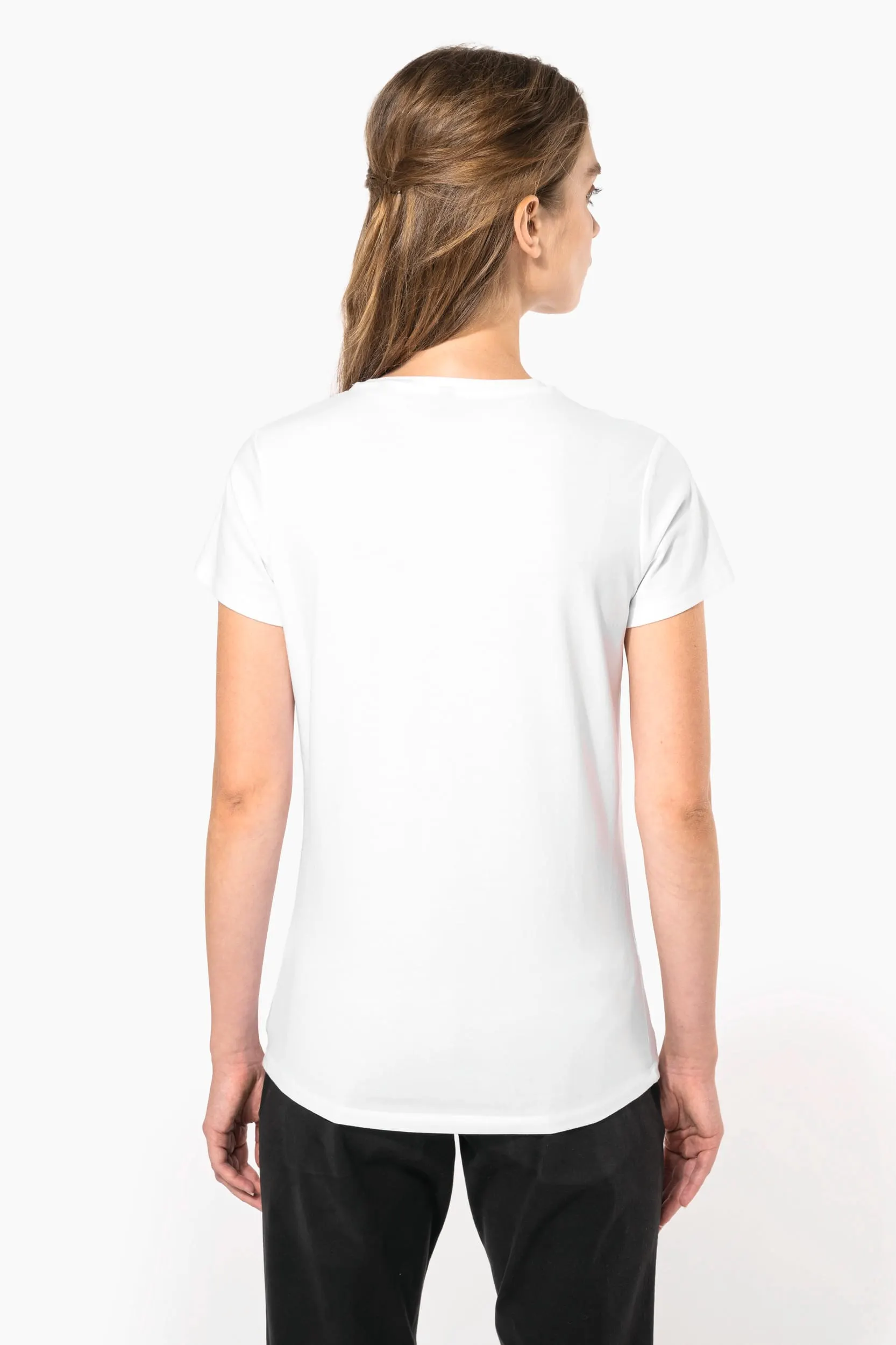 Camiseta con elastano cuello de pico mujer