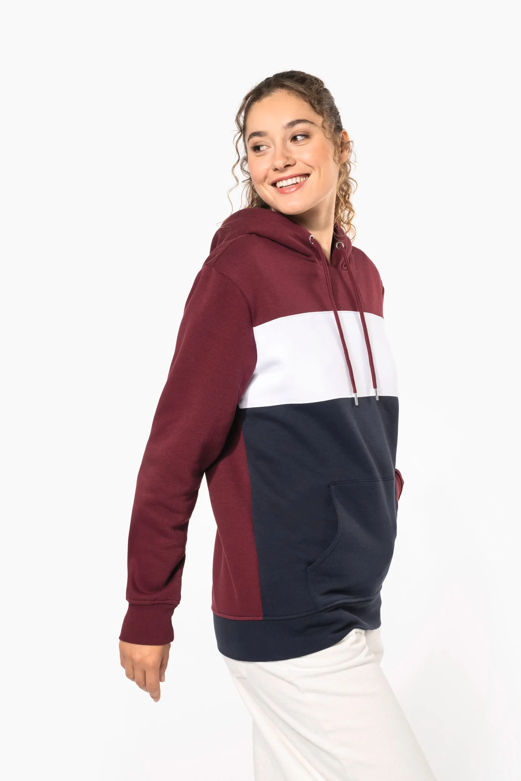 Sudadera tricolor con capucha unisex