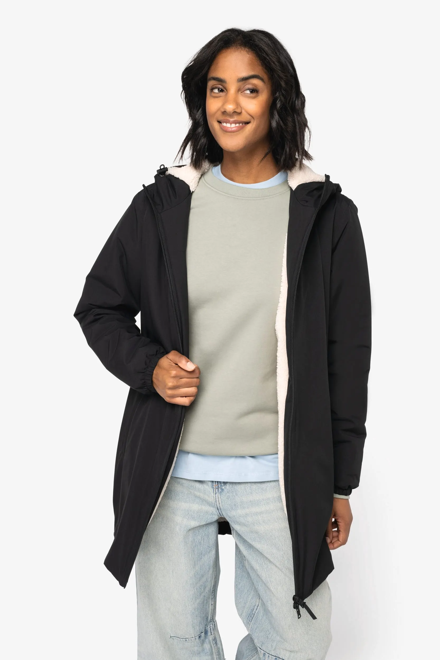Chaqueta ecorresponsable impermeable con forro de sherpa unisex