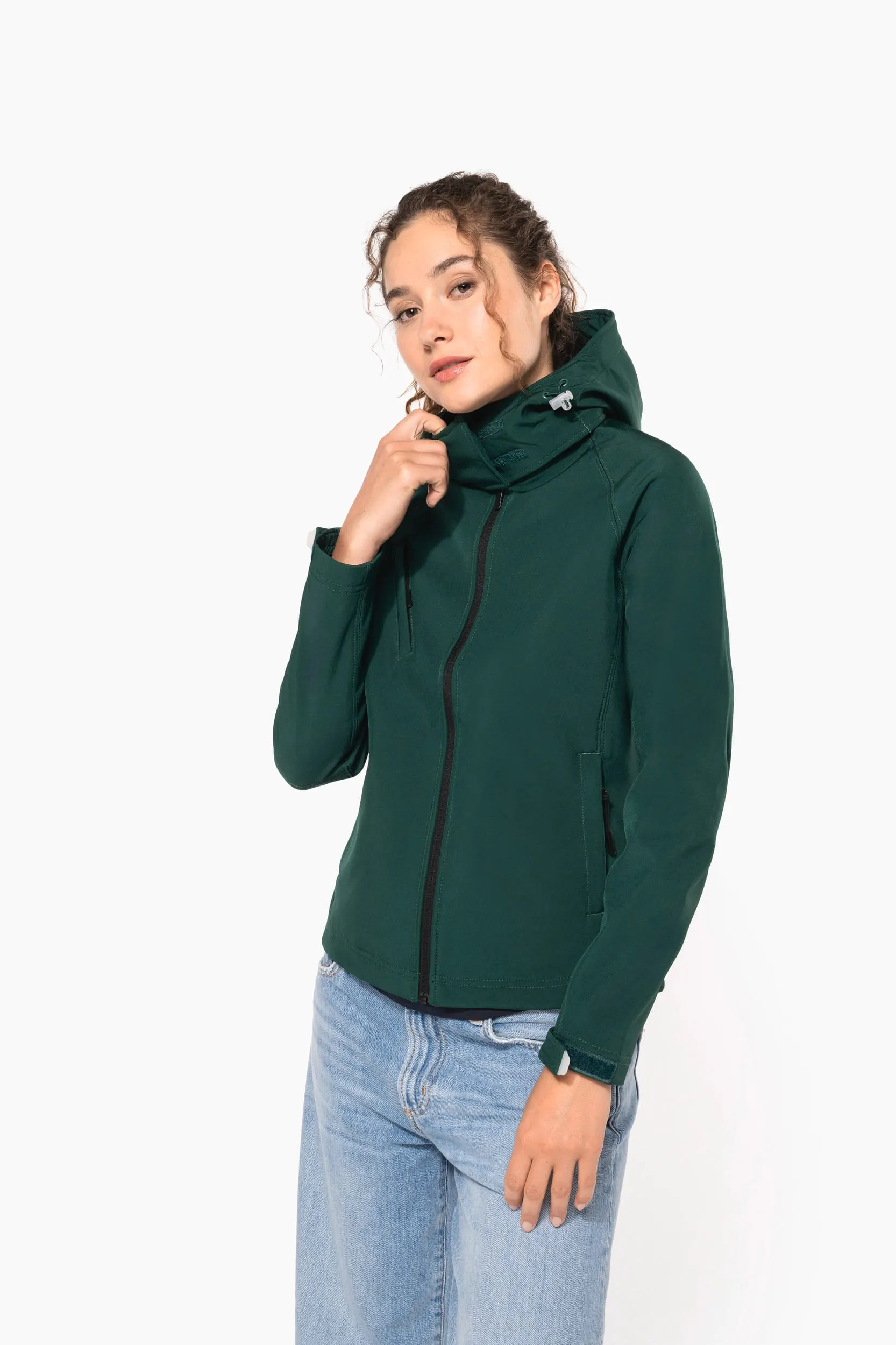 Chaqueta softshell con capucha extraíble mujer