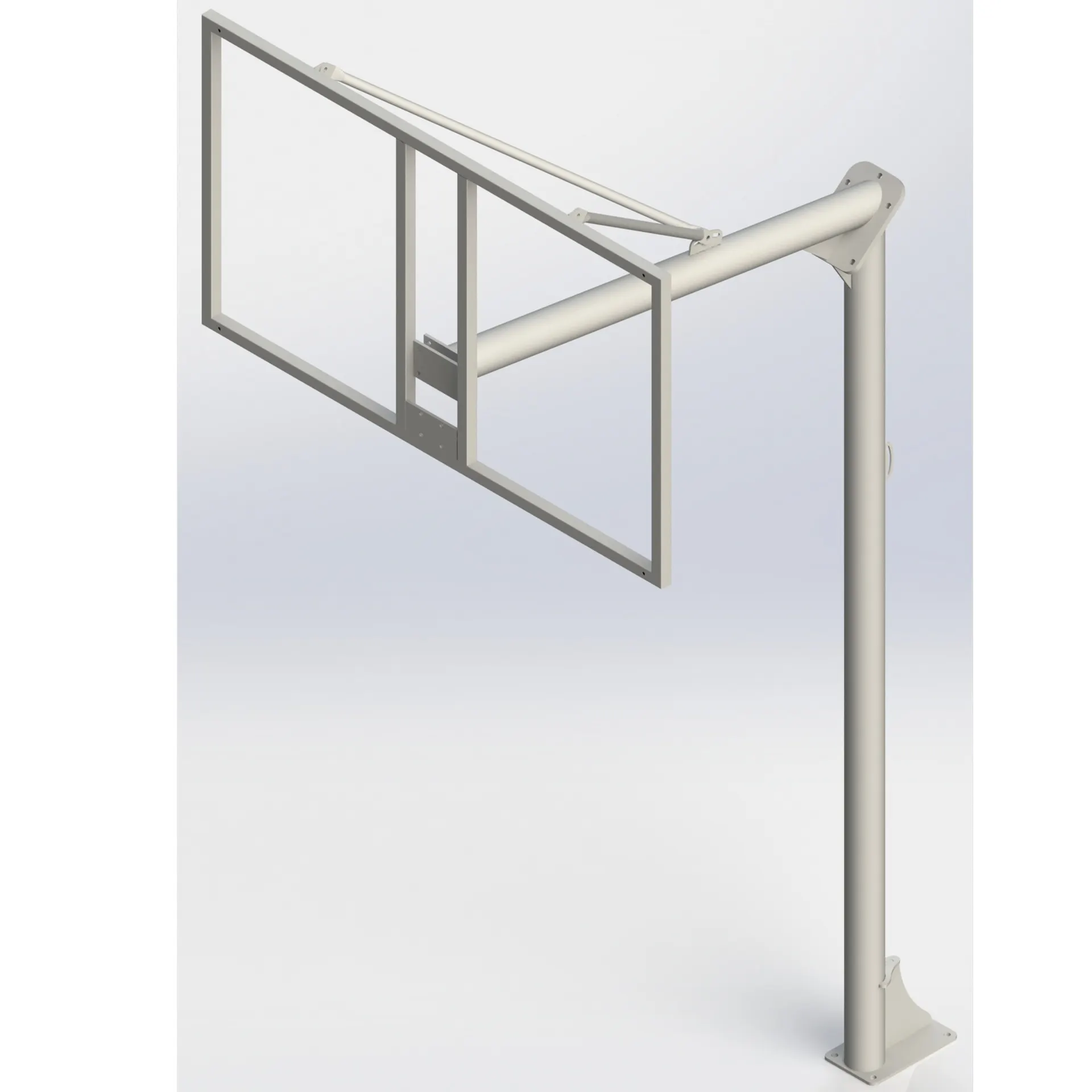 JUEGO DE 2 CANASTAS BALONCESTO MONOTUBO NEW TUBO 114 MM FIJAS  -SIN TABLERO, ARO- CON BASE DE ANCLAJE