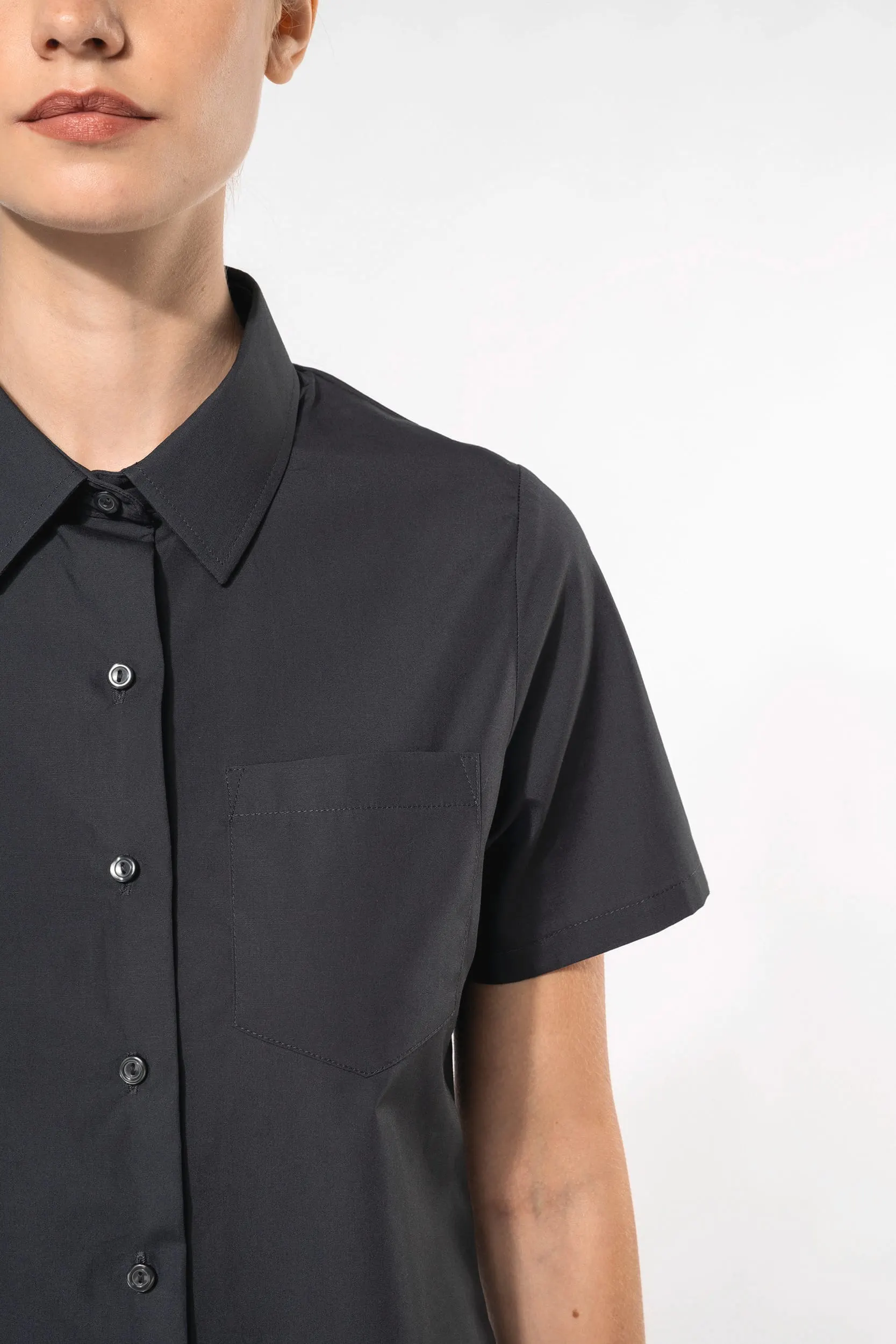 Camisa popelina manga corta mujer