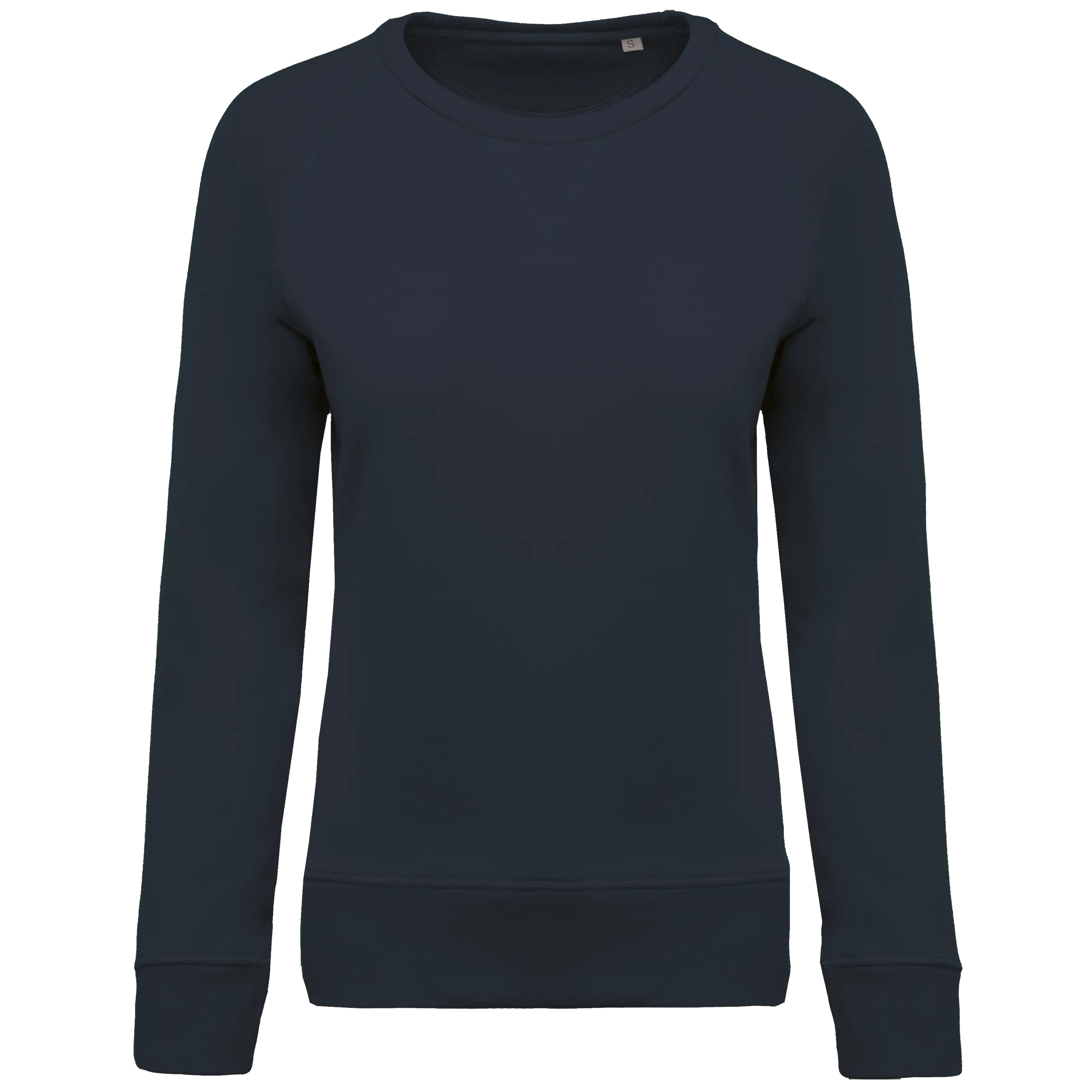Sudadera algodón orgánico con cuello redondo y mangas raglan de mujer