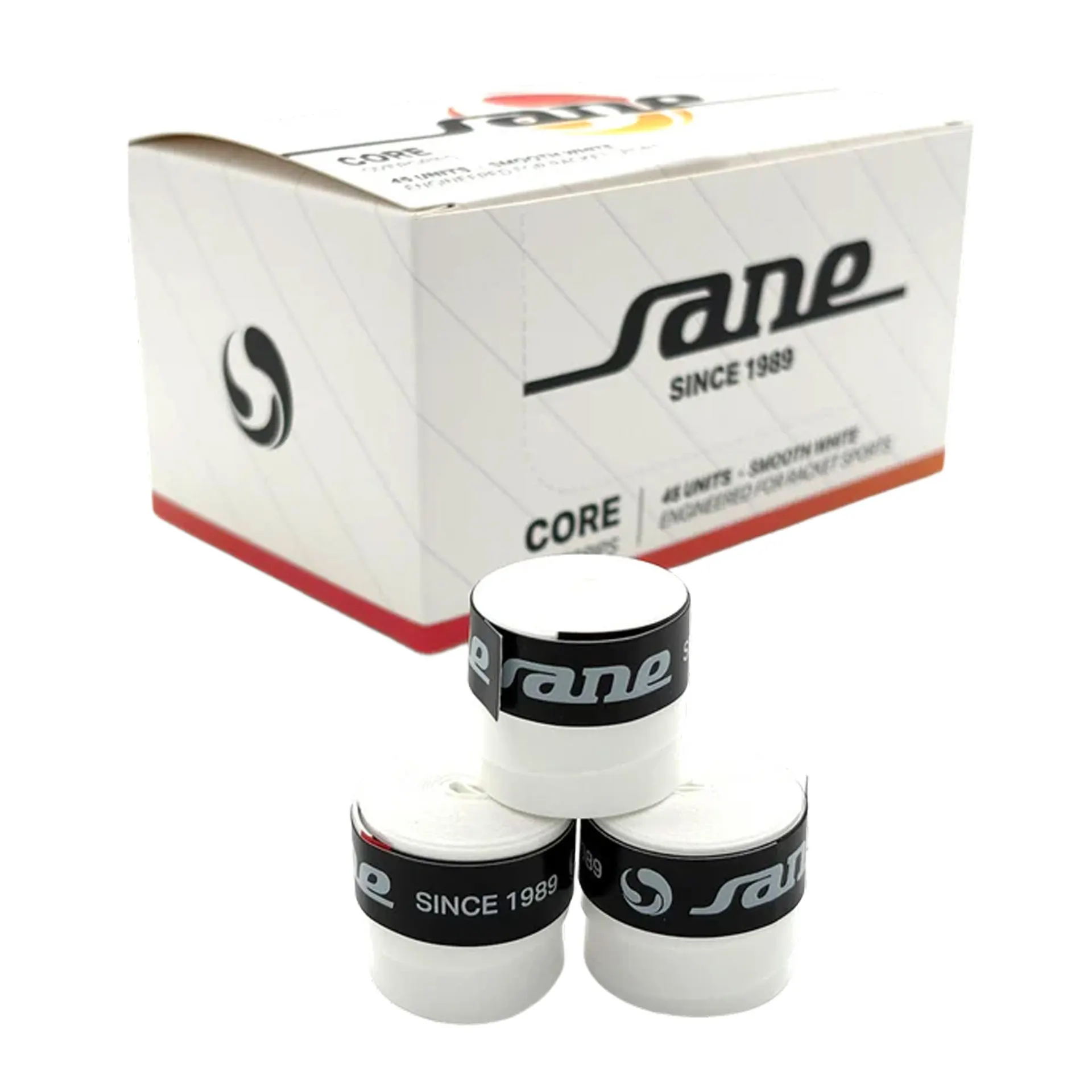 CAJA DE 45 OVERGRIPS SANE CORE LISOS BLANCOS