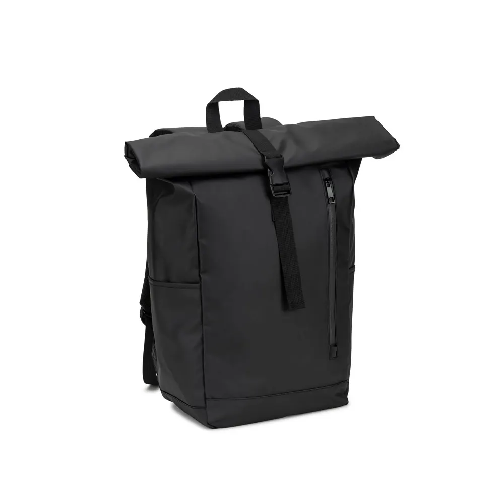 OSASCO BPACK. Mochila "roll top" con diseño de sistema de cierre que permite enrollar la parte superior para ajustarse al volumen de la mochila en poliéster reciclado 600D