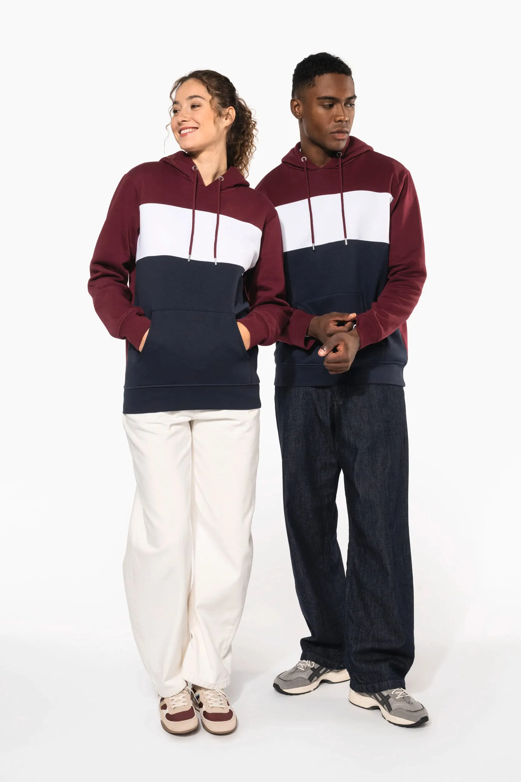 Sudadera tricolor con capucha unisex