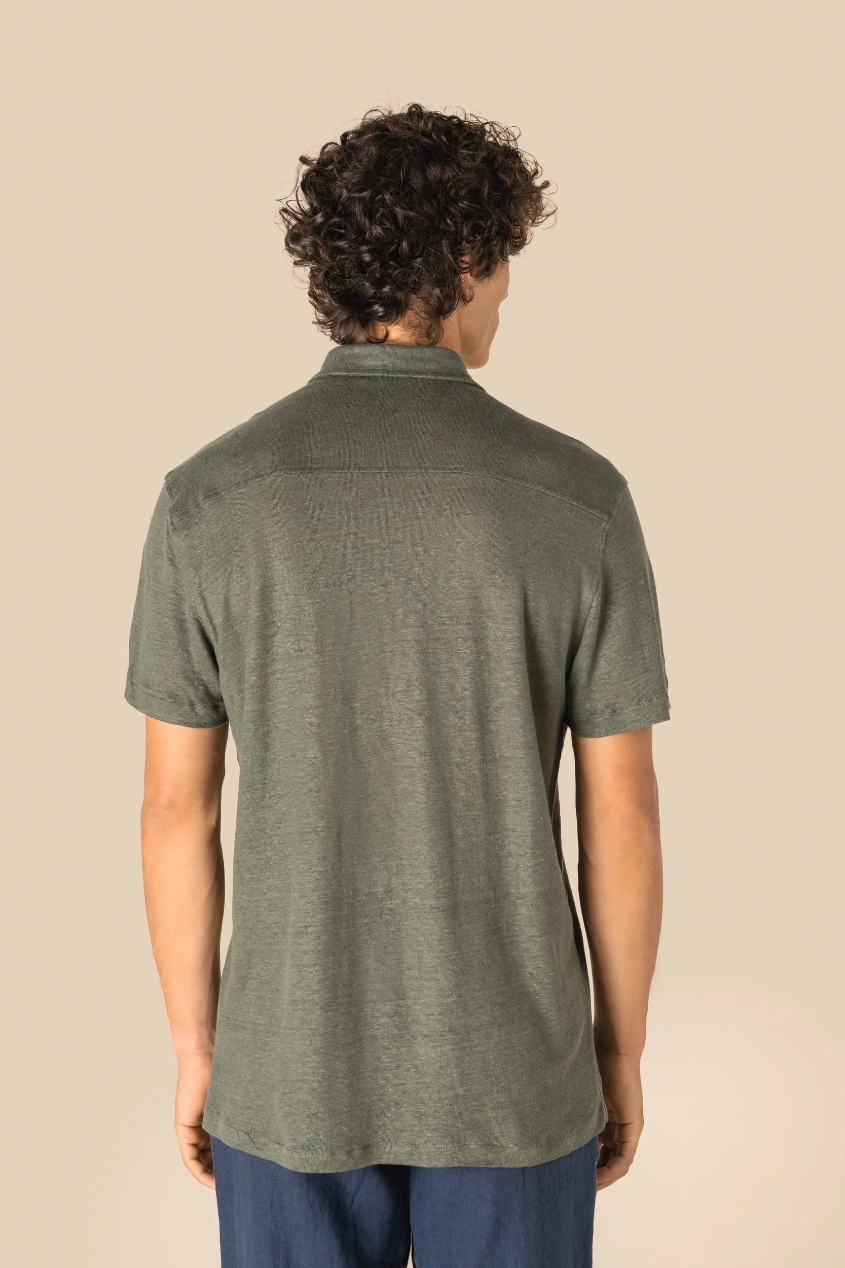 Camisa manga corta de lino hombre