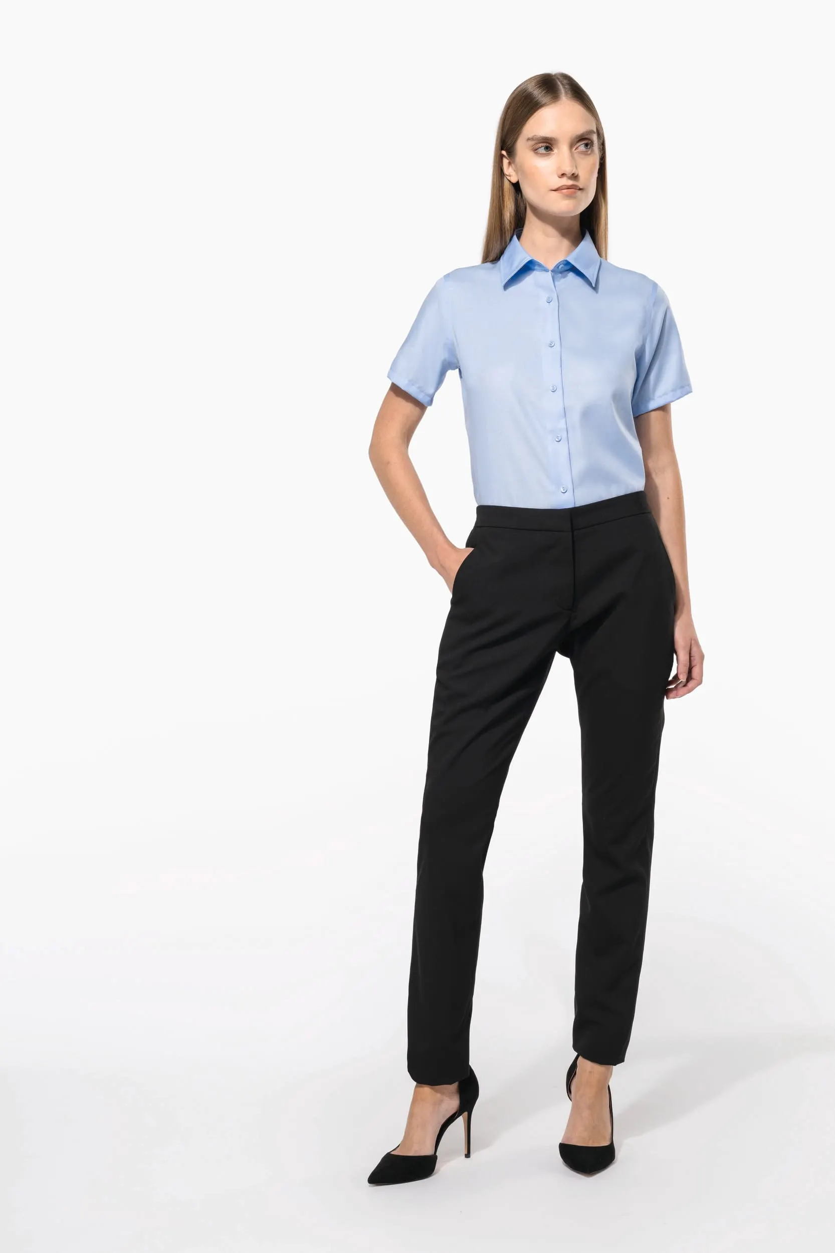 Camisa no-plancha manga corta mujer