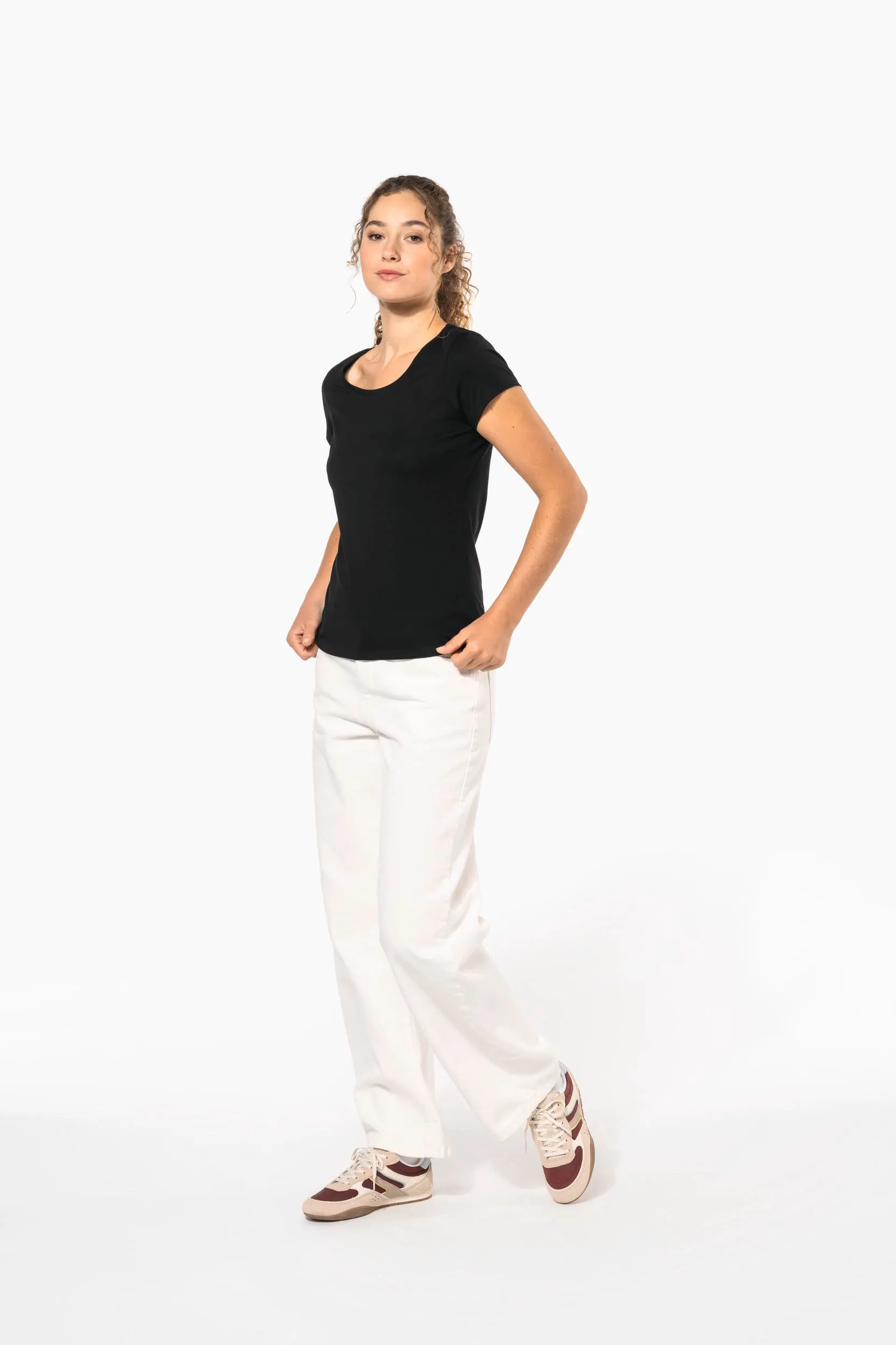 Camiseta manga corta cuello barco mujer