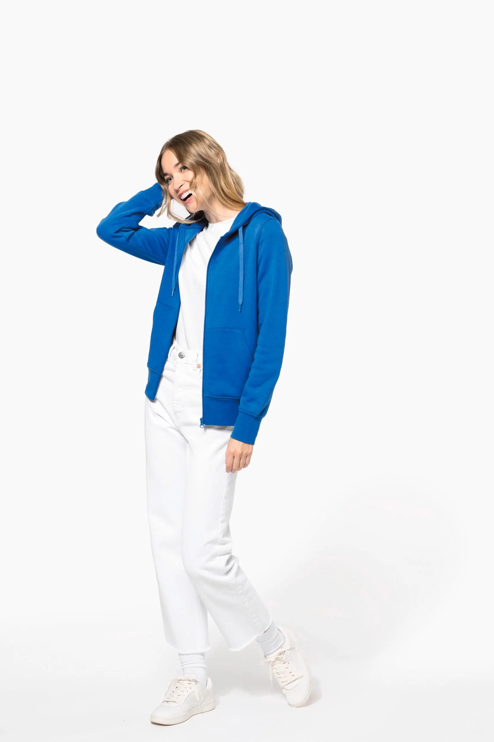 Sudadera con capucha y cremallera ecorresponsable mujer