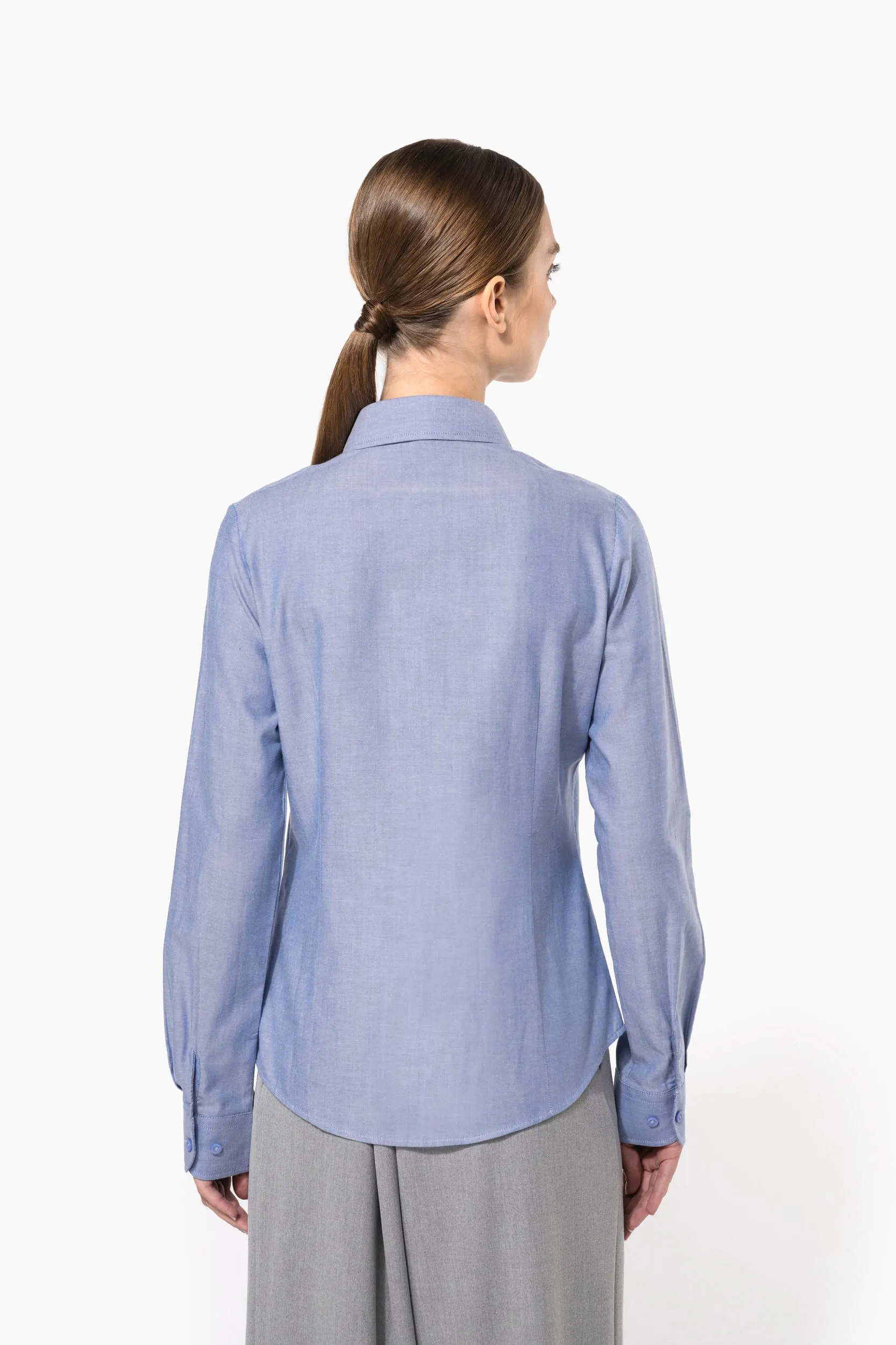 Camisa oxford manga larga mujer