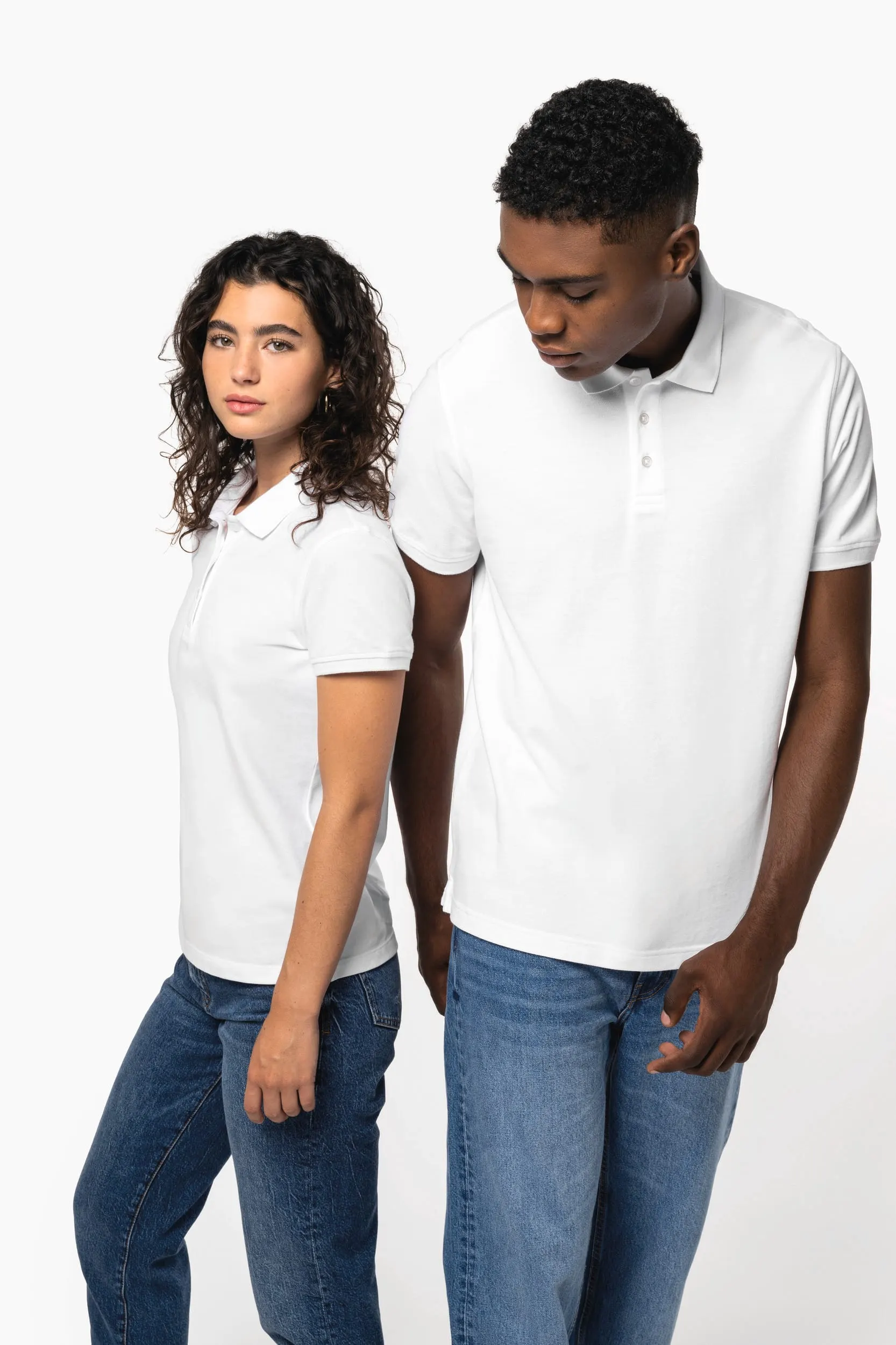 Polo de punto piqué manga corta mujer