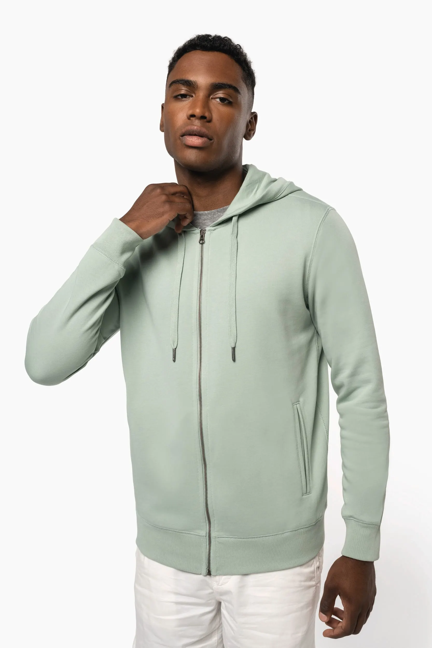 Sudadera ecorresponsable french terry con capucha y cremallera - Unisex