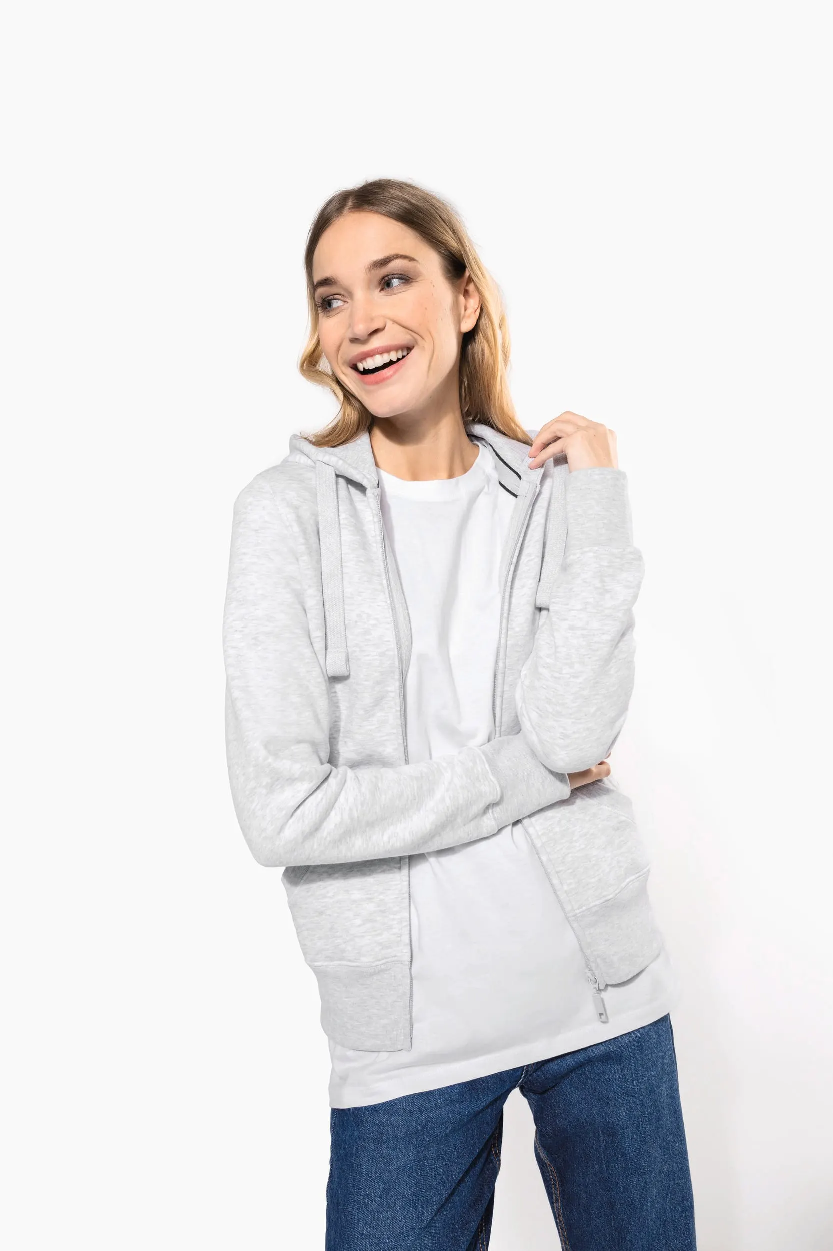 Sudadera con capucha y cremallera de mujer