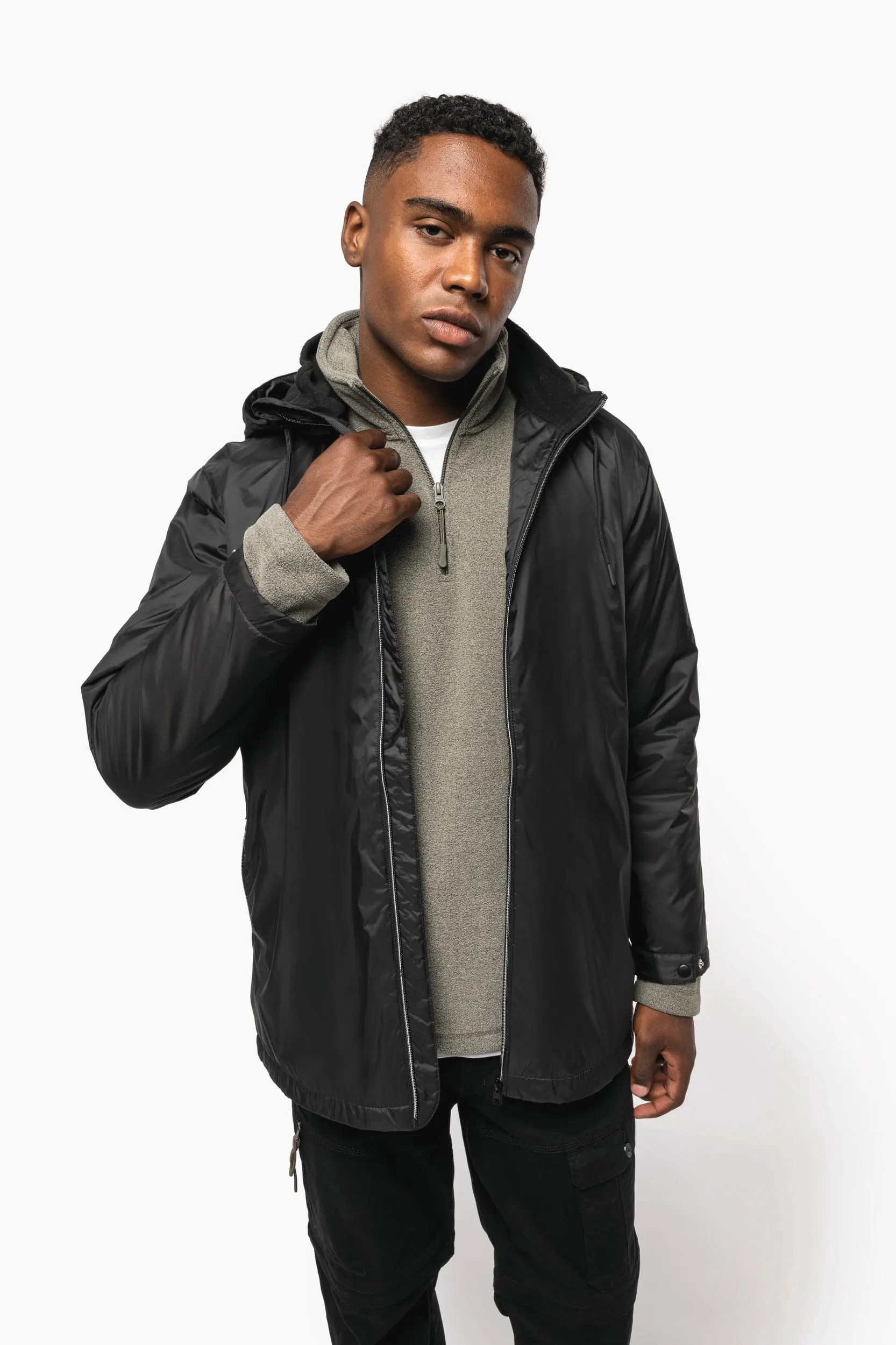 Chaqueta con capucha y forro de micropolar - Unisex