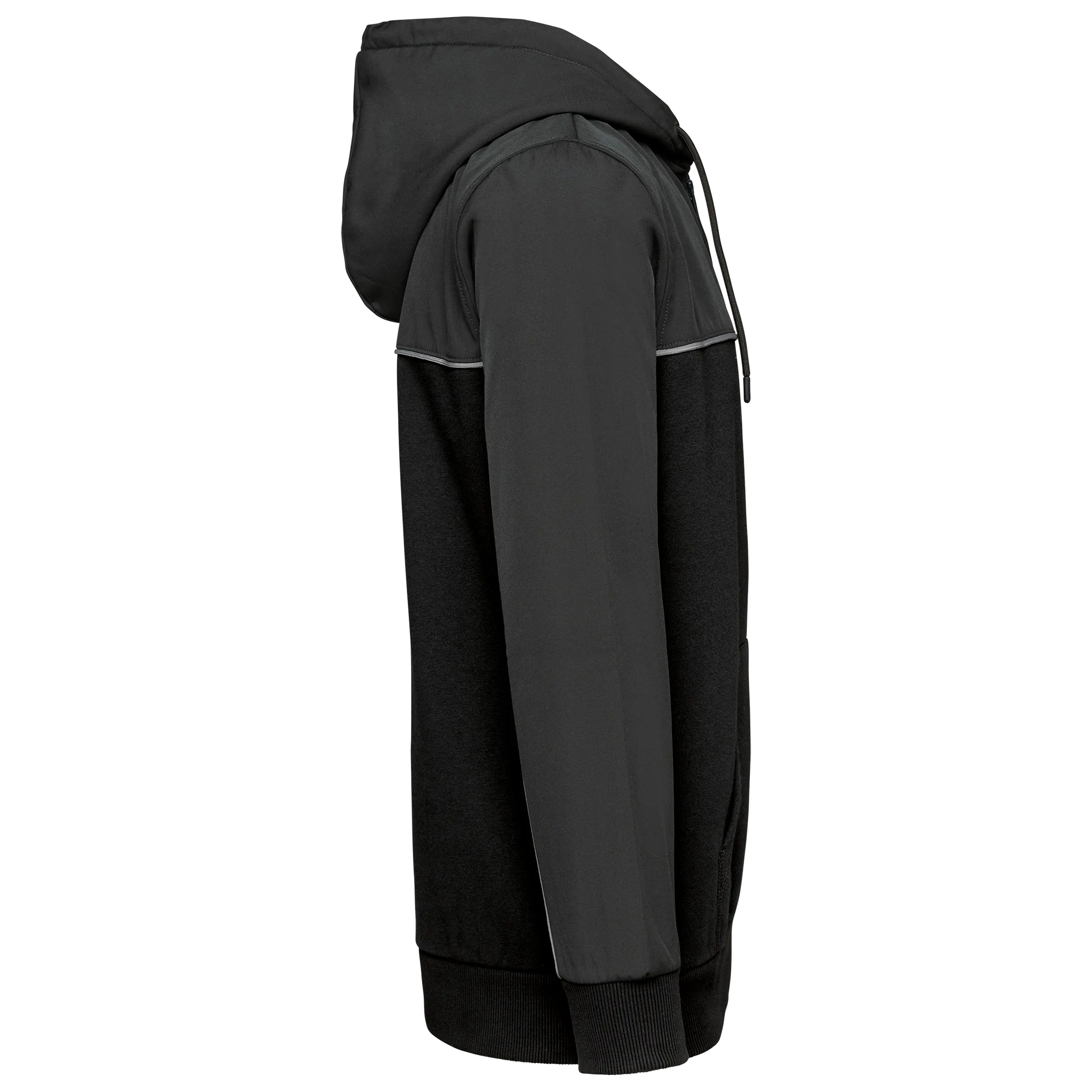 Chaqueta felpa bicolor con capucha y cremallera ecorresponsable unisex