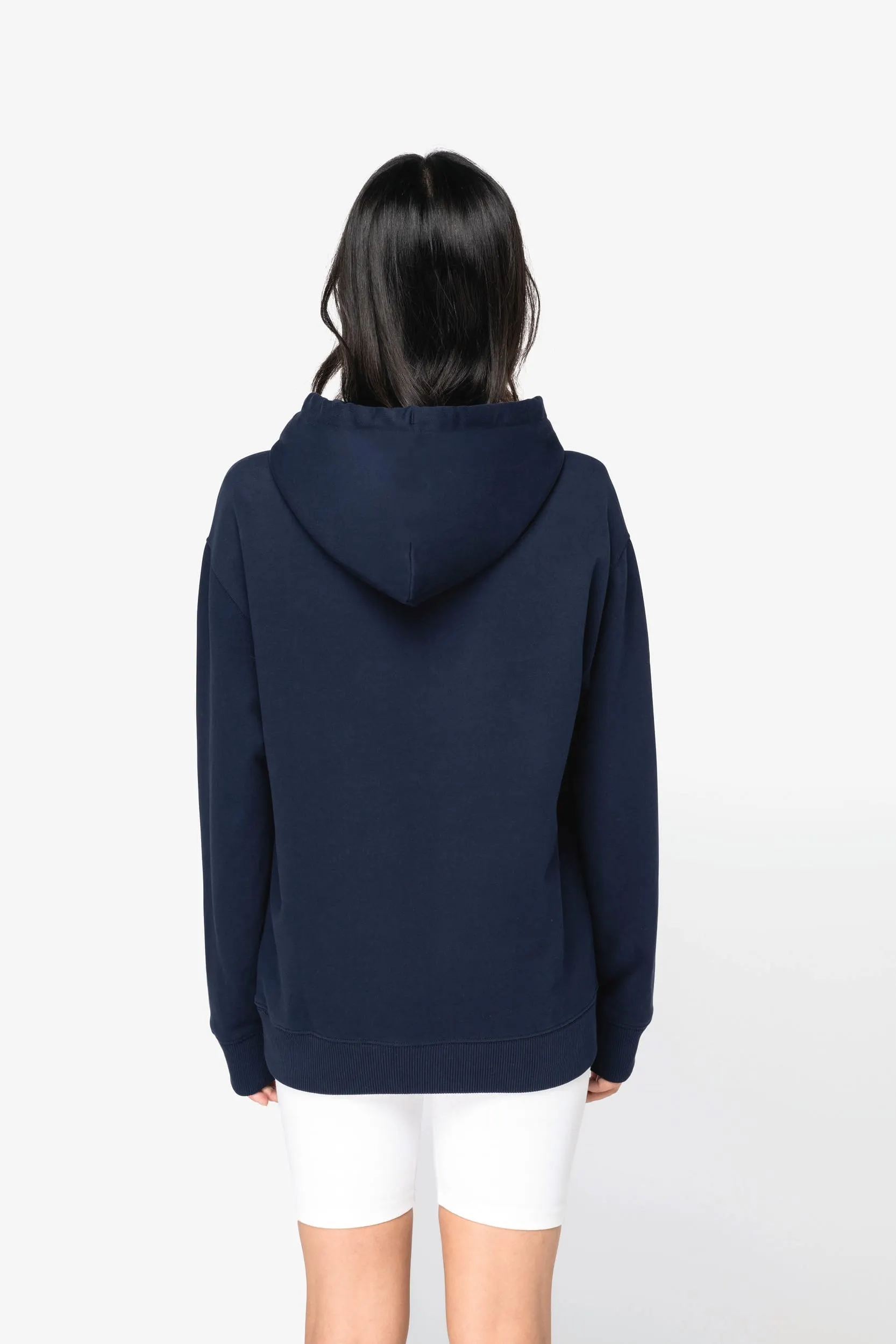 Sudadera ecorresponsable con capucha y hombros caídos French Terry unisex