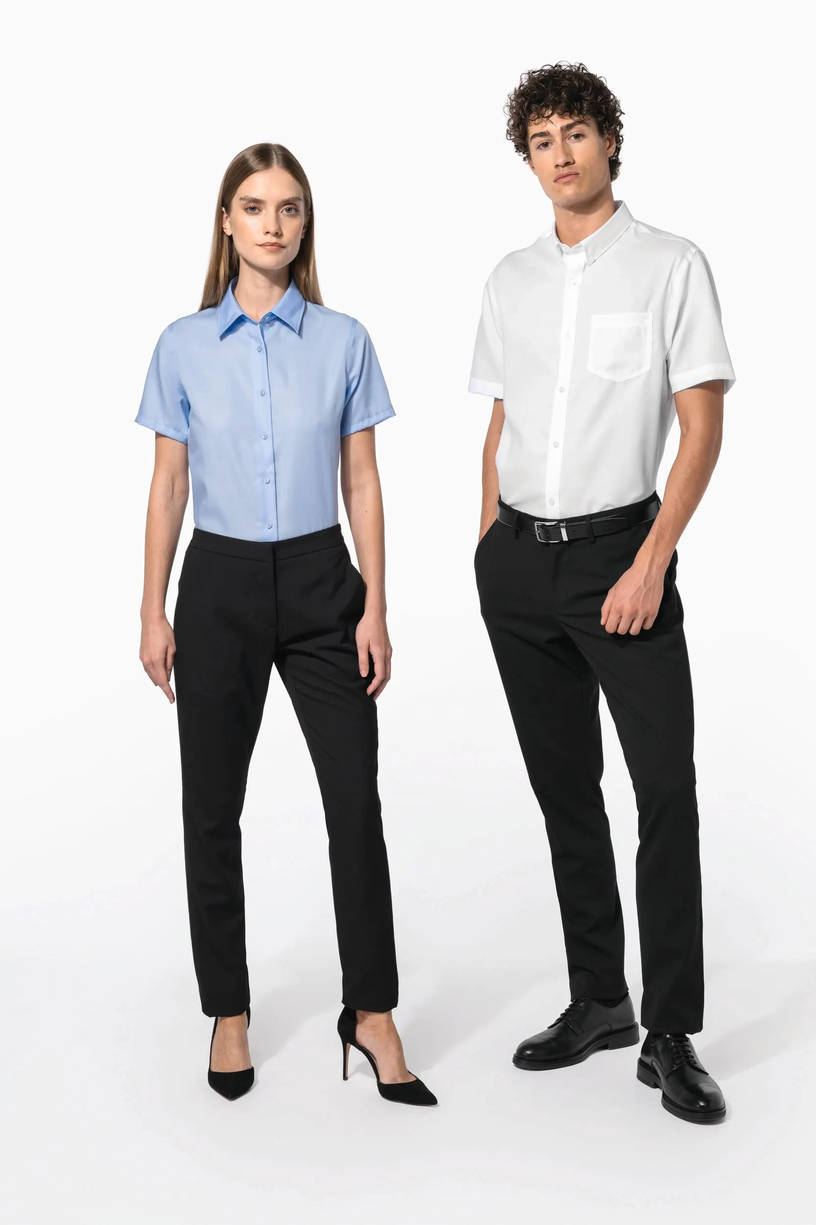 Camisa no-plancha manga corta mujer